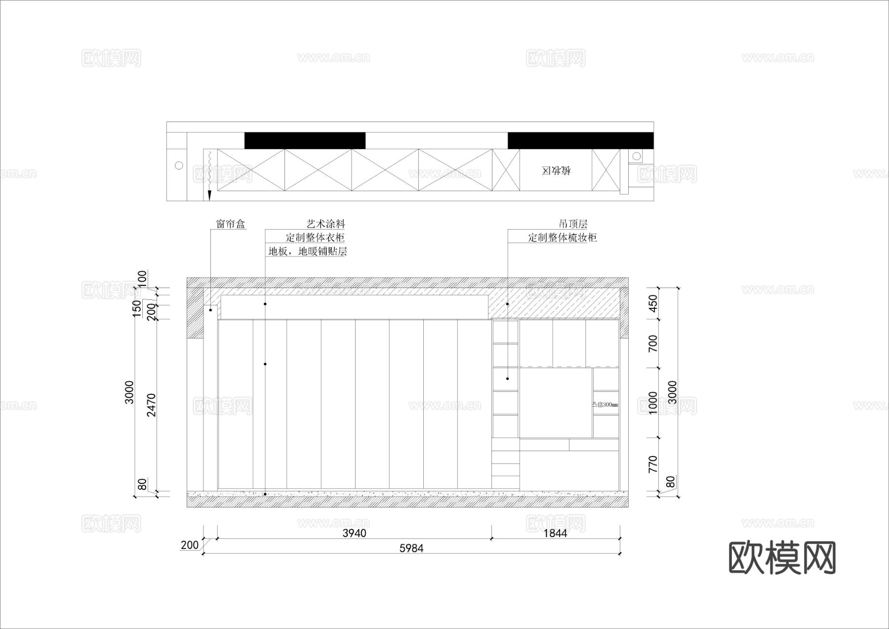 卧室平立面cad施工图