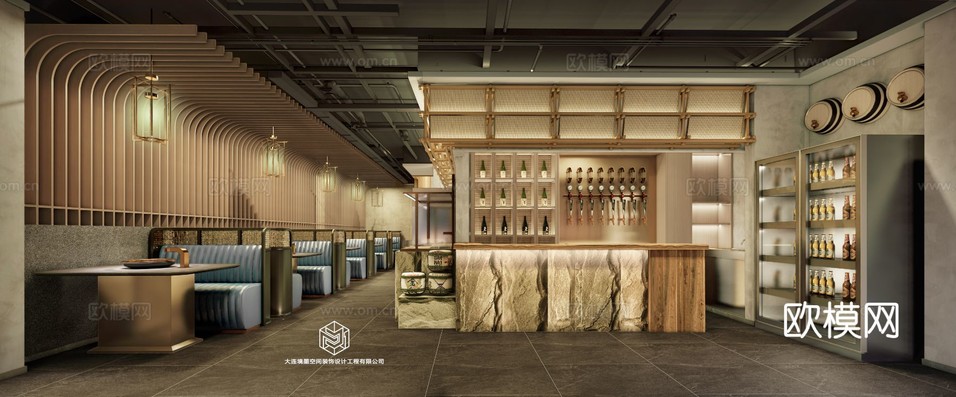 侘寂烤肉店 餐飲裝修效果圖下載(渲染圖15)