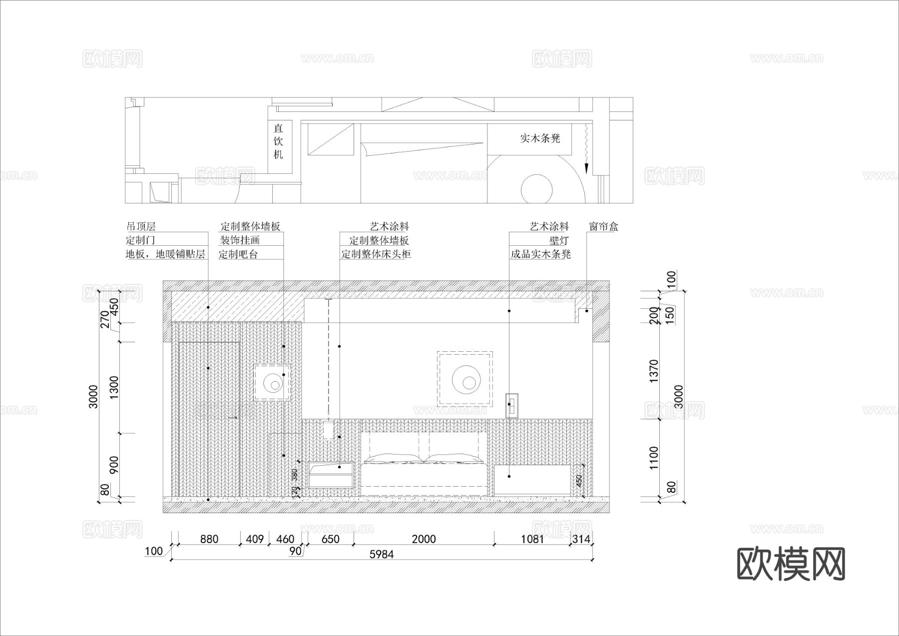 卧室平立面cad施工图