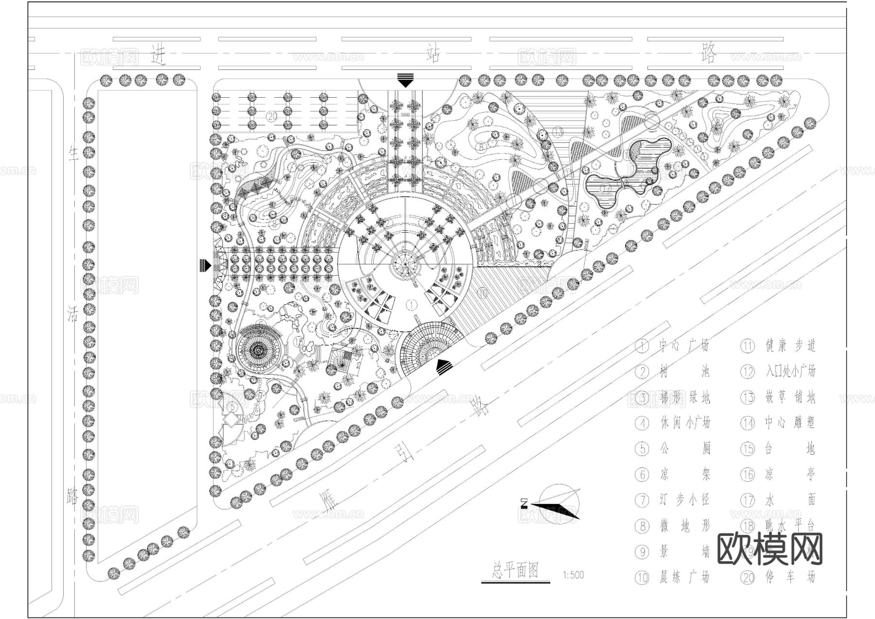 公园景观绿化全套cad施工图