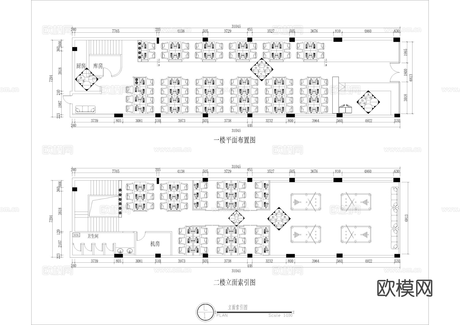 贵阳两层网吧cad施工图