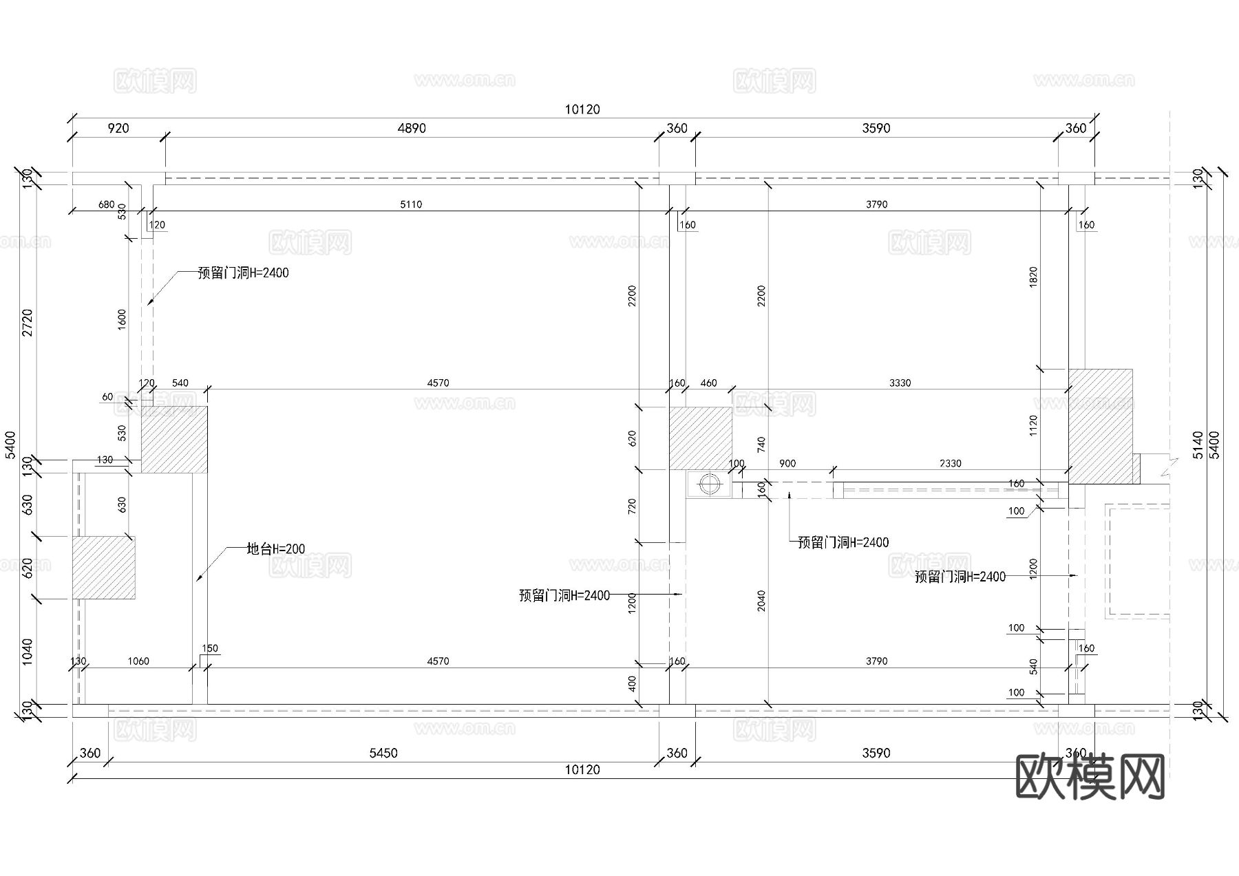 婚纱办公室cad施工图