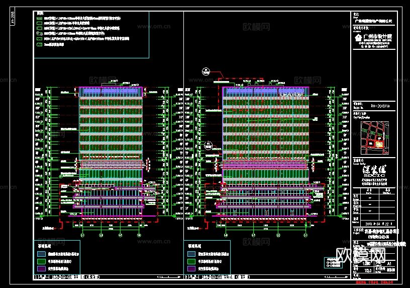 2019年【建筑幕墙设计CAD】超高层办公综合体项目cad施工图