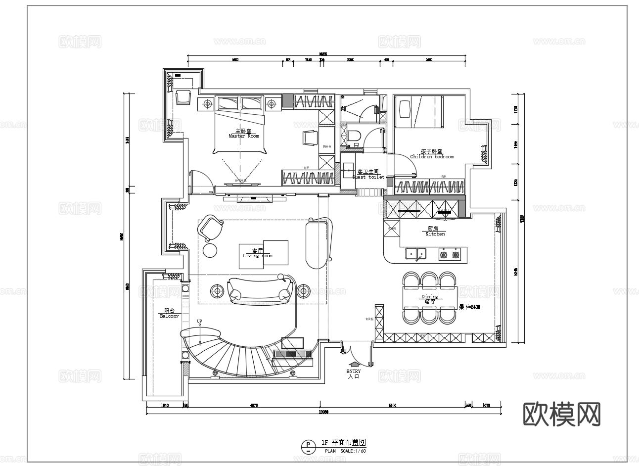 欧式风格别墅CAD施工图