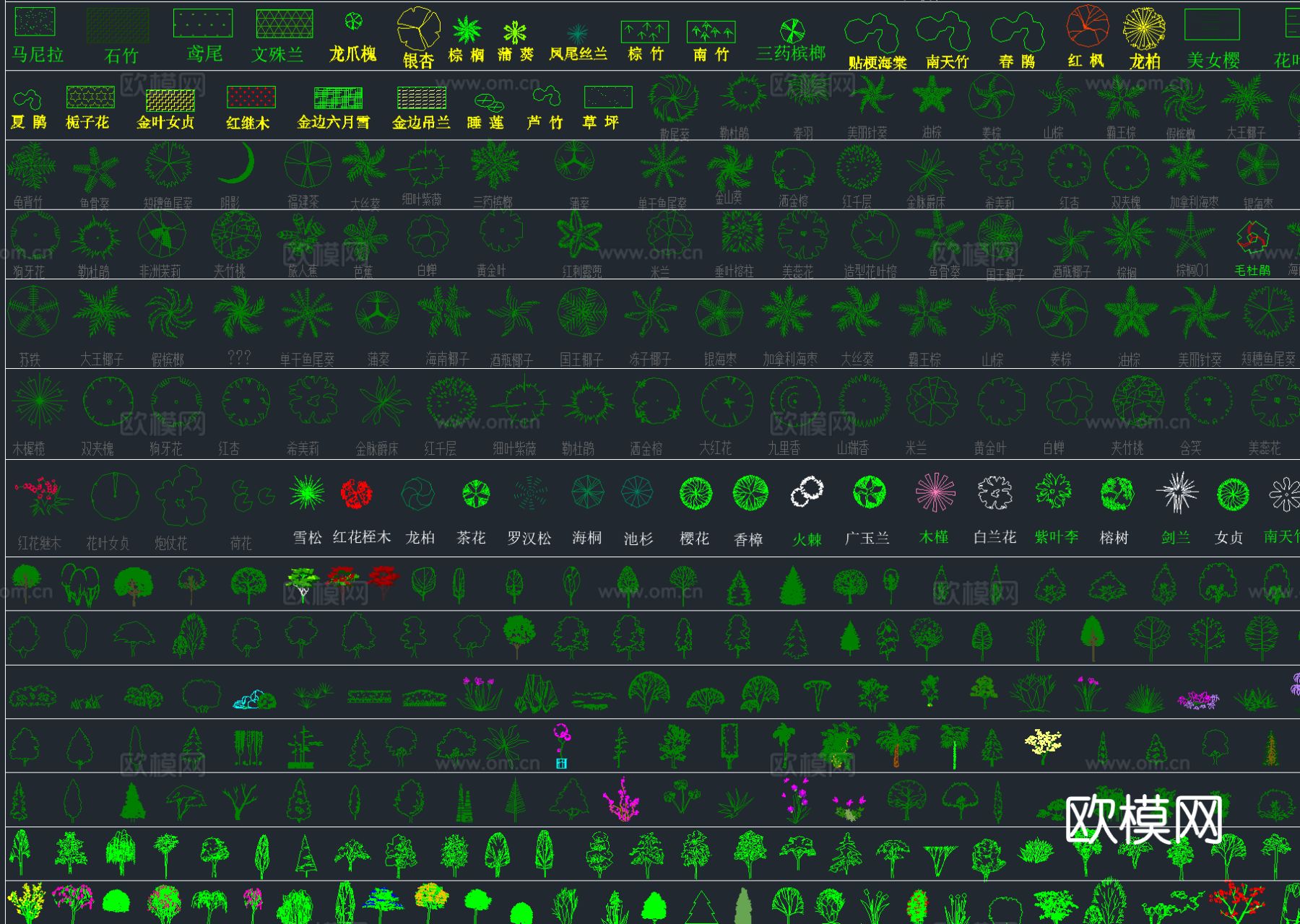2025年最新超全园林景观 植物植被CAD总图库