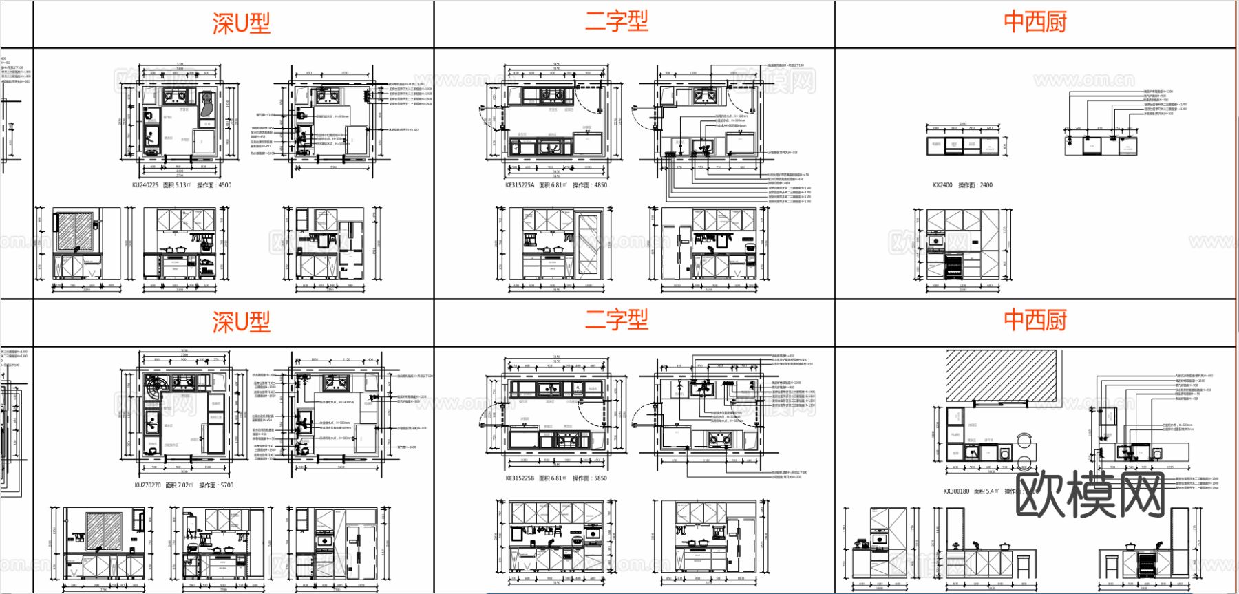 2025居家功能模块-厨房模块cad图库