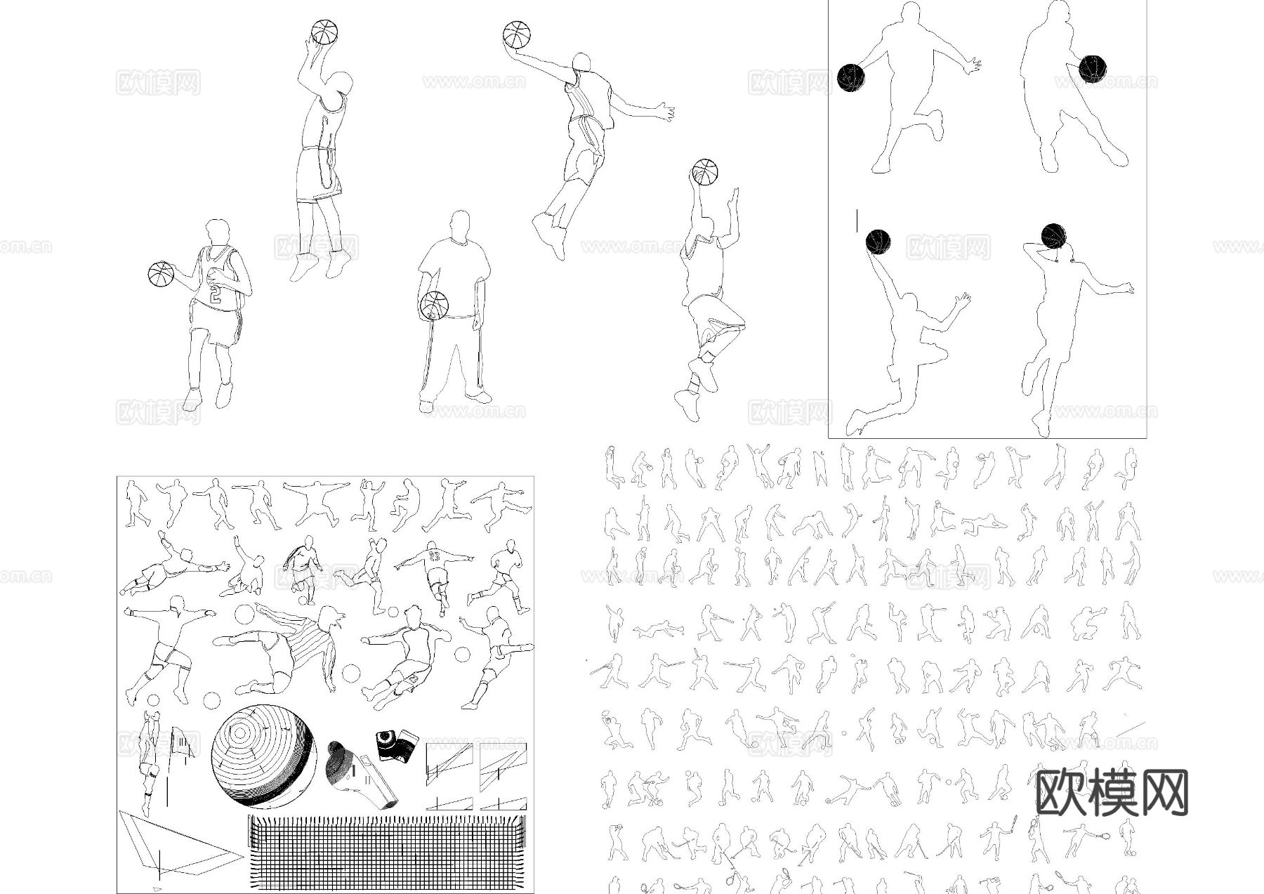 球类运动人物CAD图库