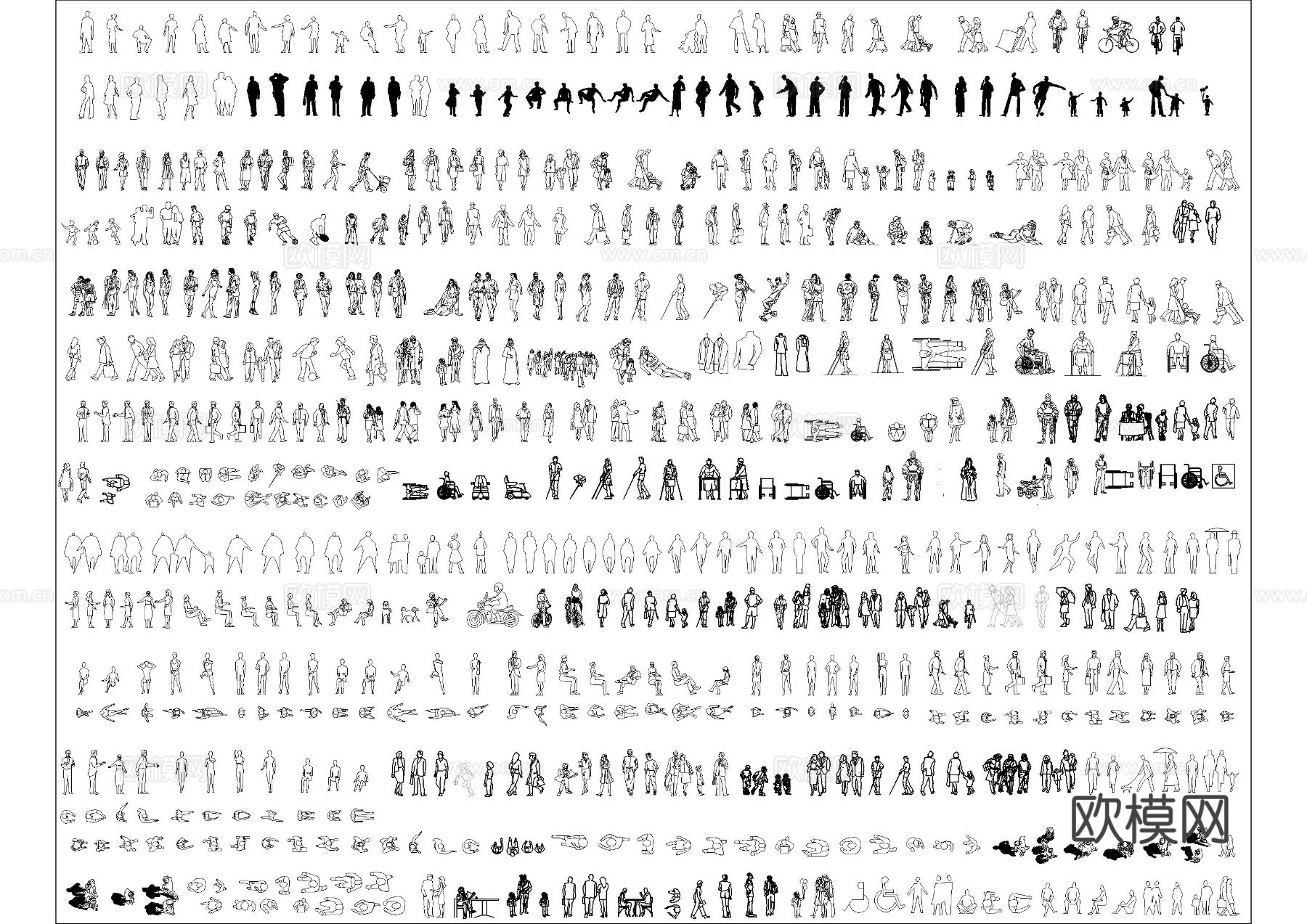 多样人物CAD图库下载（渲染图1）