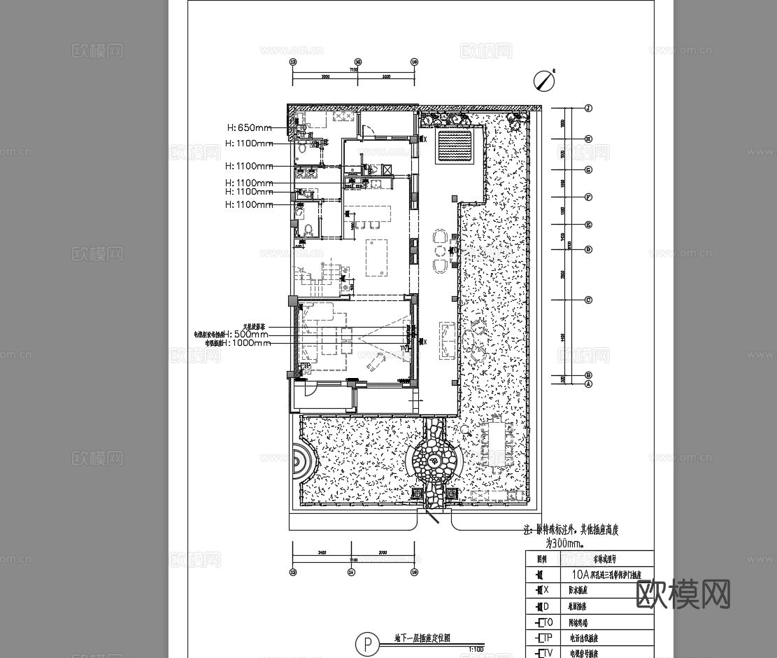 欧式别墅地下一层 地上三层CAD施工图