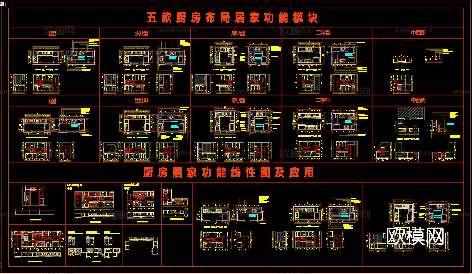 2025居家功能模块-厨房模块cad图库