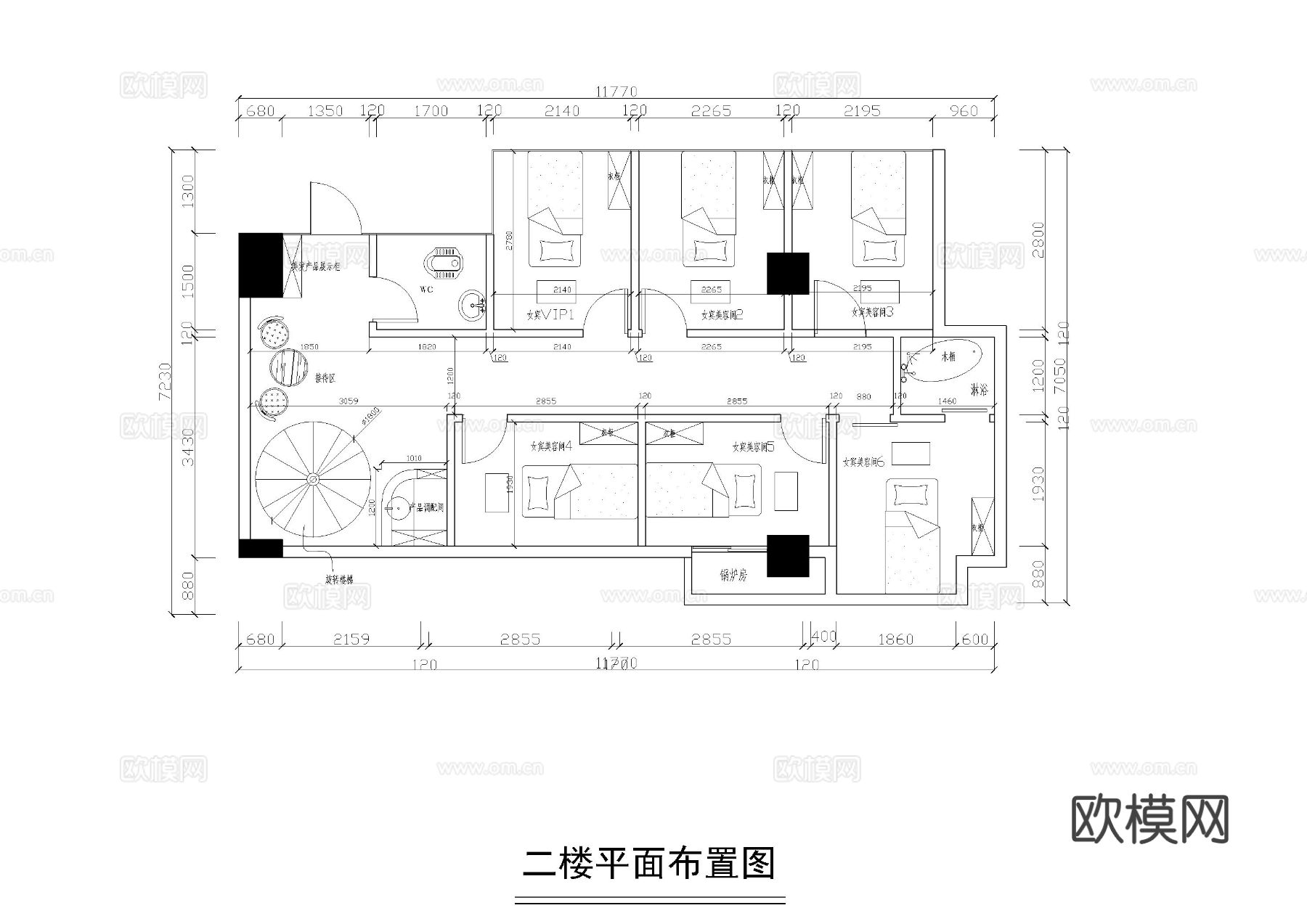 滨江理发店CAD施工图