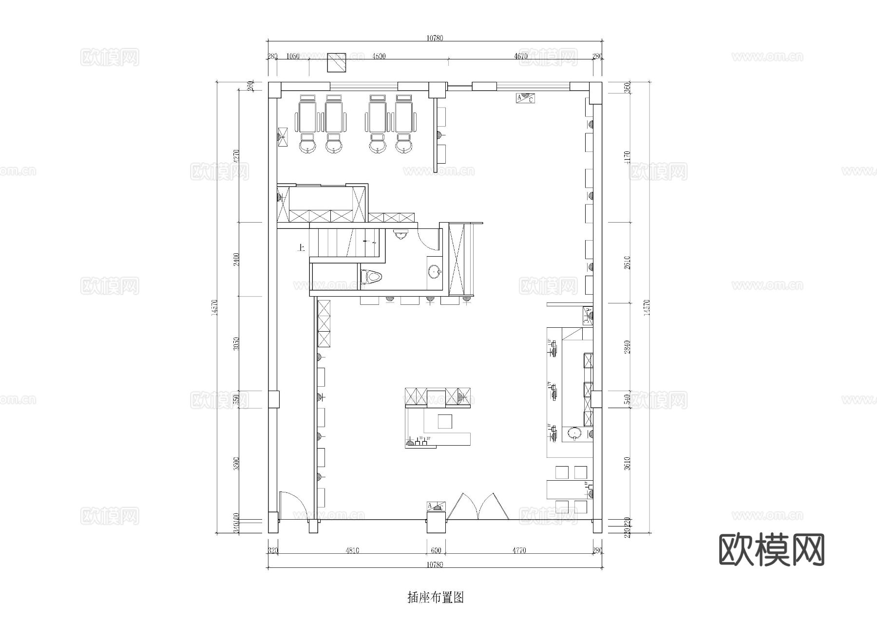 158㎡理发店CAD施工图