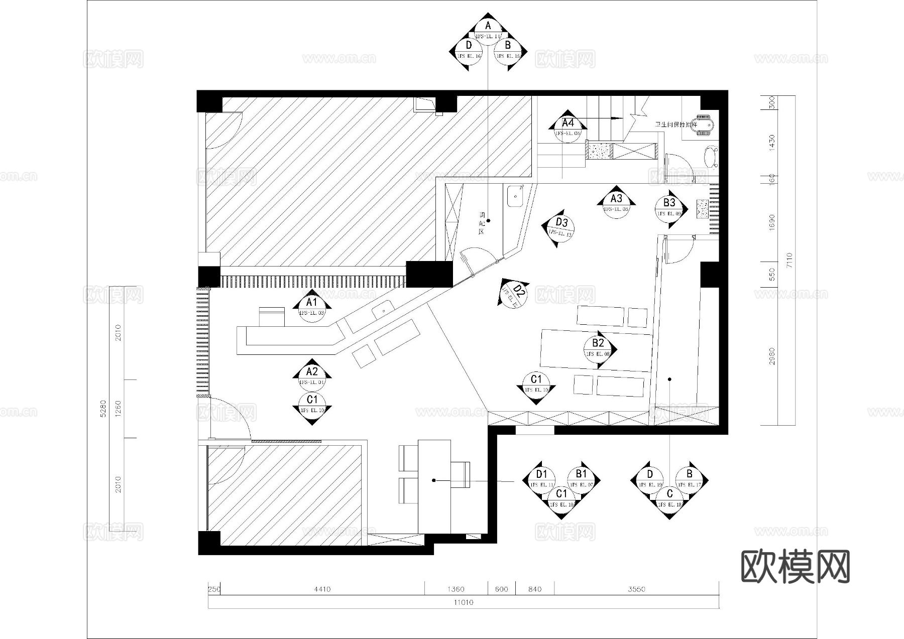 SPA养生馆CAD施工图