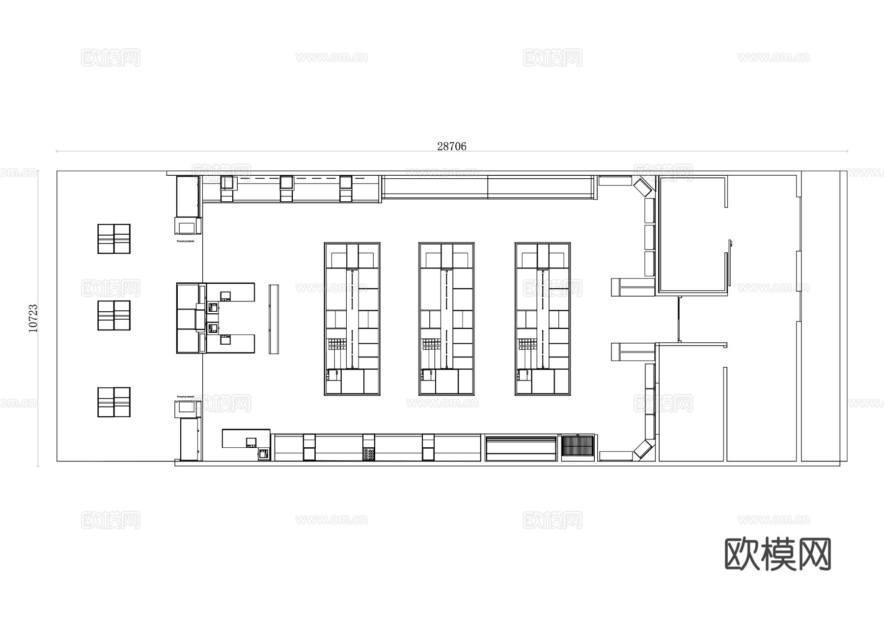 蔬菜购物中心 蔬菜市场 蔬果超市 农贸市场 新鲜蔬果店cad施工图