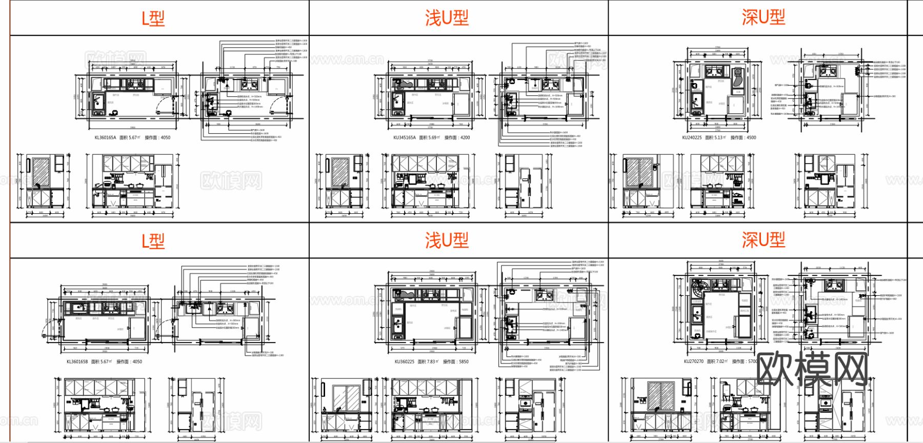 2025居家功能模块-厨房模块cad图库