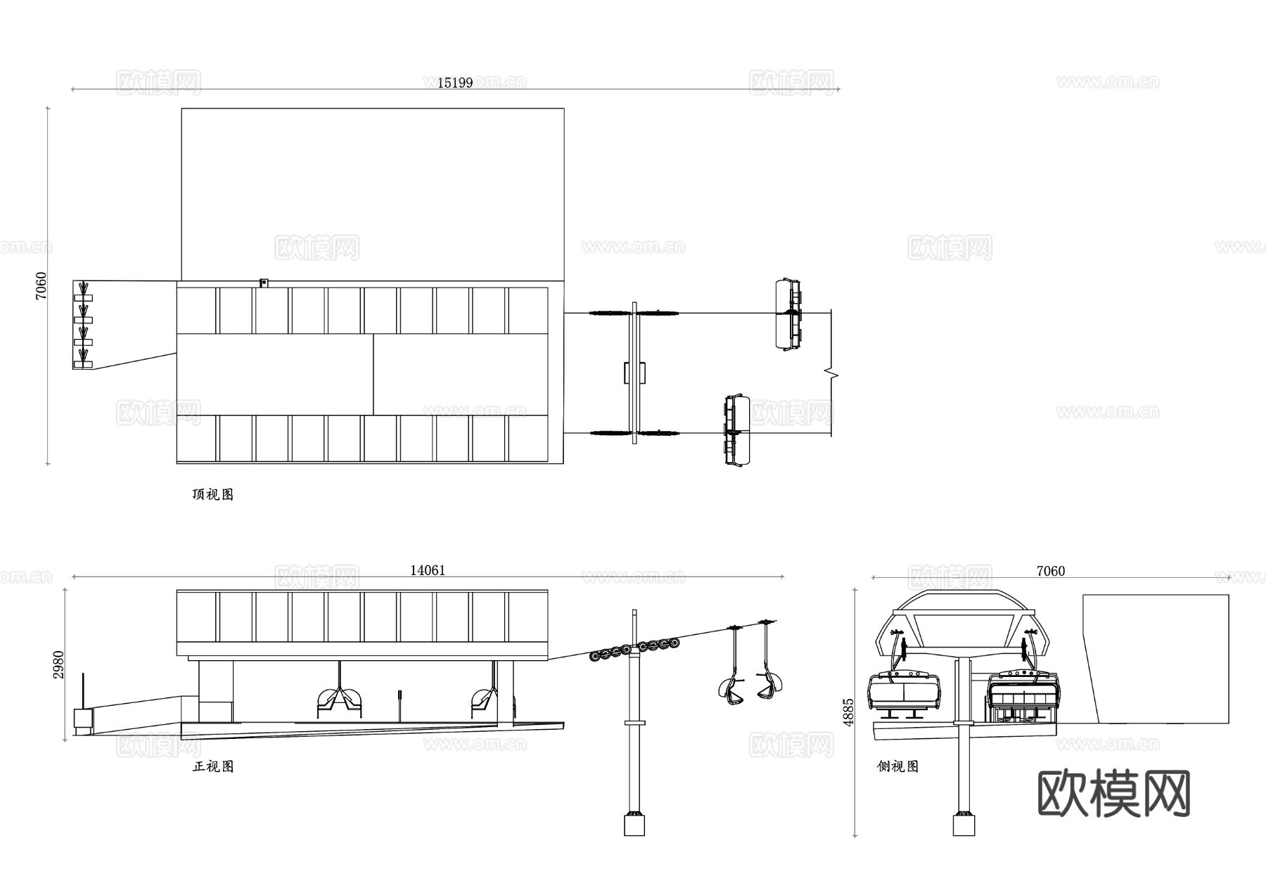 吊篮式升降机 空中工作平台 高空作业车 垂直升降椅 悬挂式工cad大样图