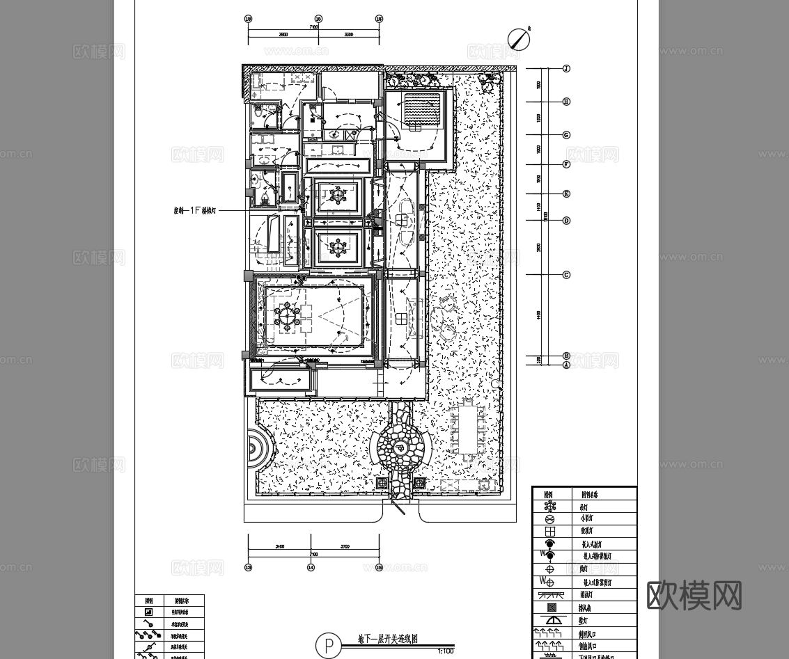 欧式别墅地下一层 地上三层CAD施工图