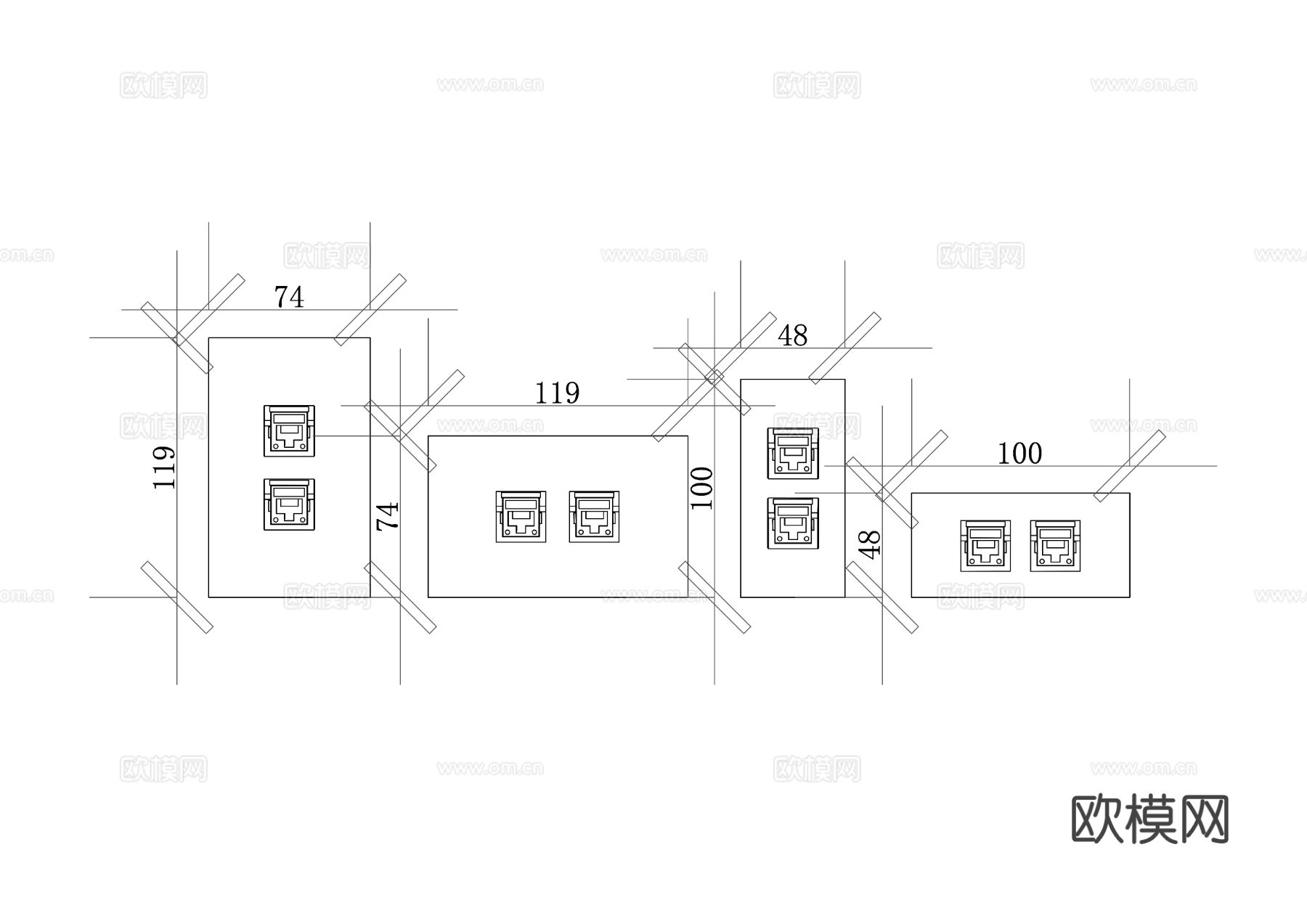 双以太网端口 双网络接口 双网口 双LAN口 双Etherncad大样图下载