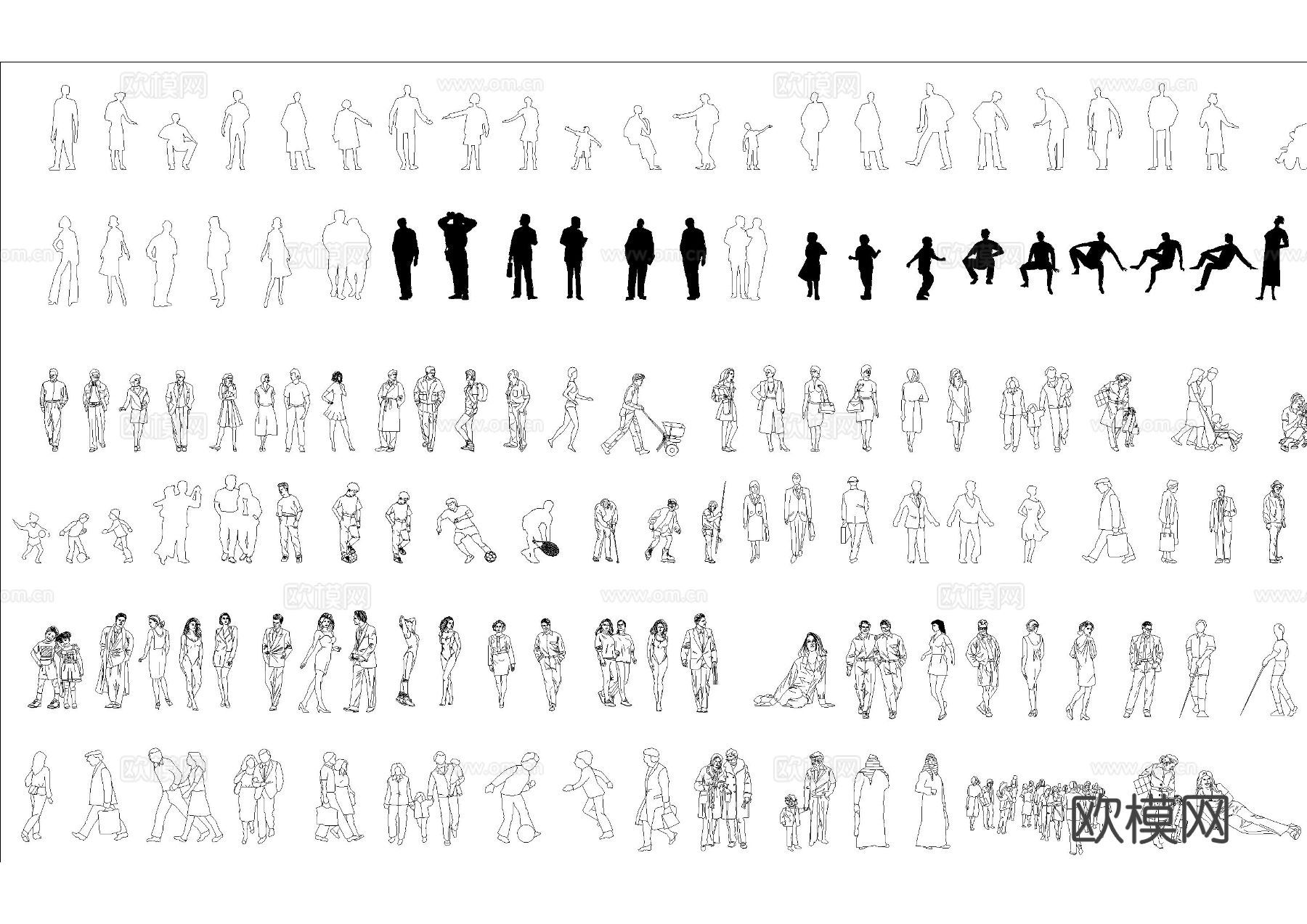 多样人物CAD图库下载（渲染图2）