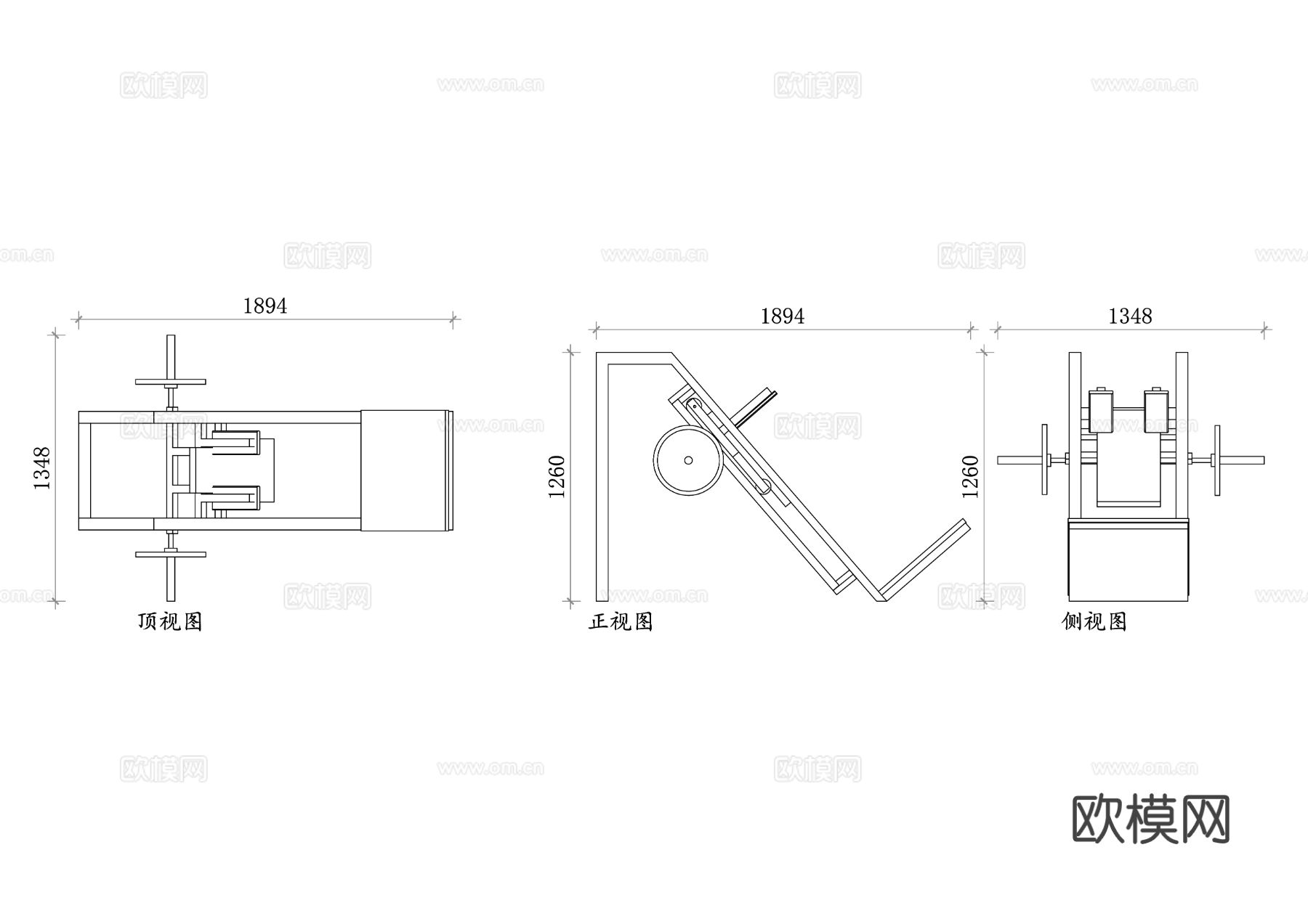 深蹲推举机 深蹲机 推举机 综合训练器 深蹲推胸机cad大样图下载