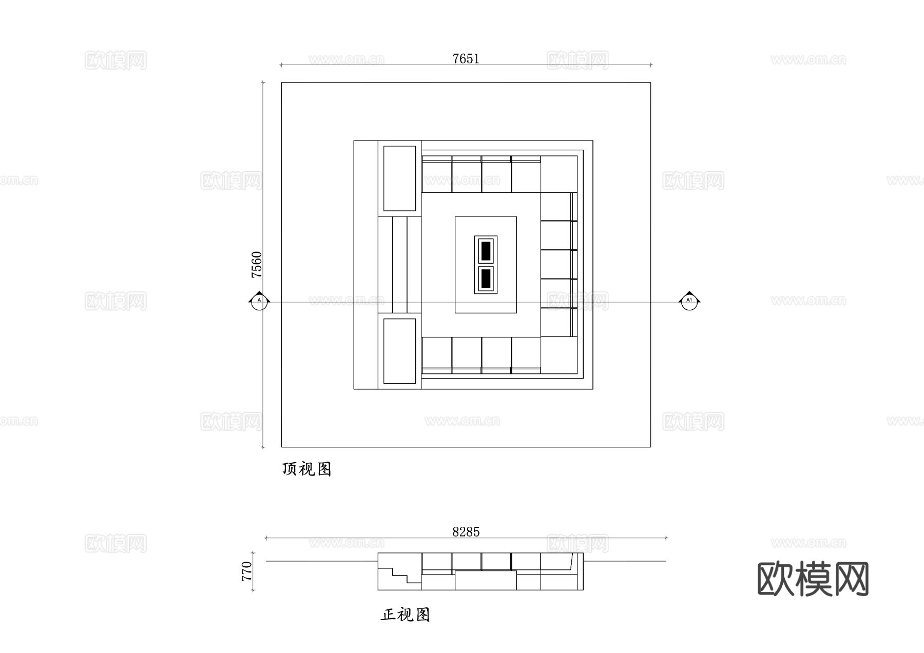 带座椅的户外火坑CAD图块