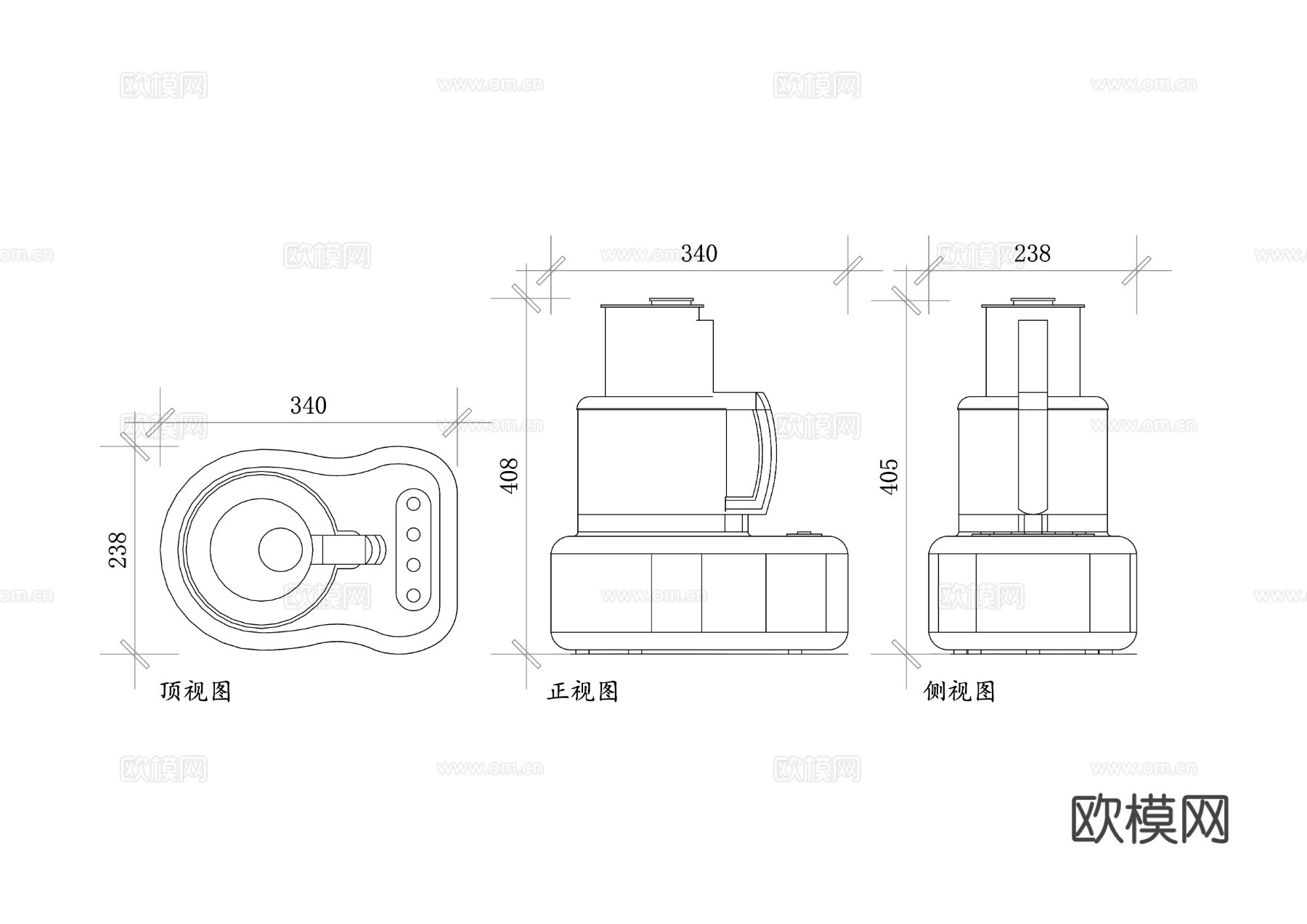 食品搅拌机 搅拌机 多功能搅拌机 果蔬搅拌机 厨用搅拌机cad大样图