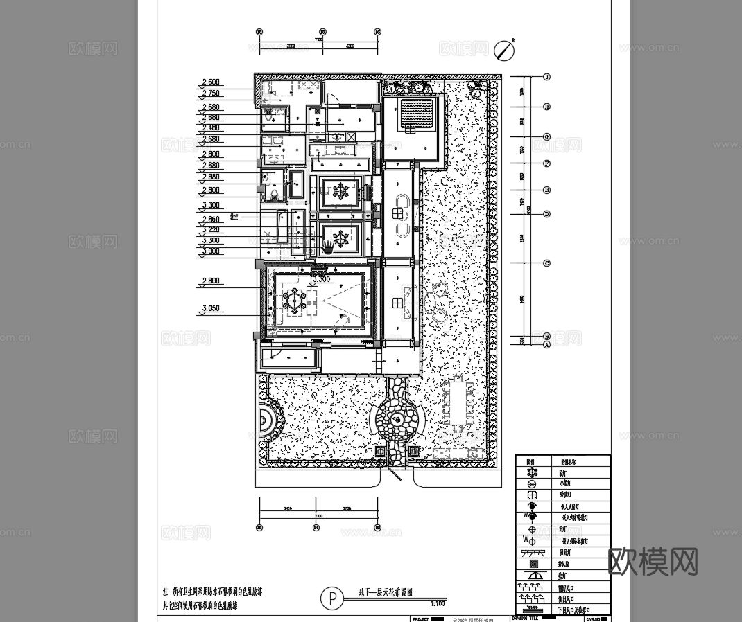 欧式别墅地下一层 地上三层CAD施工图