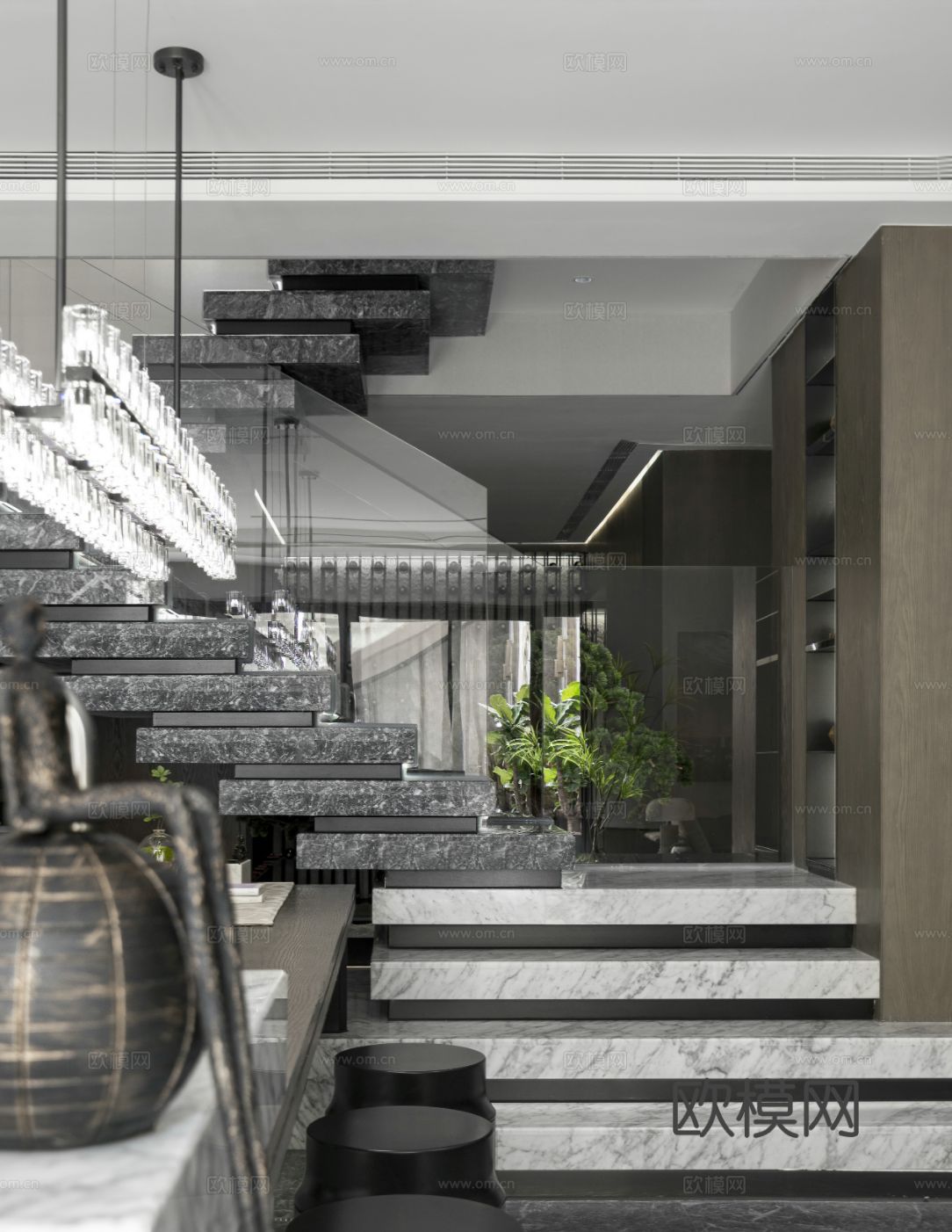 堆叠楼梯 节点悬浮叠级 楼梯节点大样图下载（渲染图7）