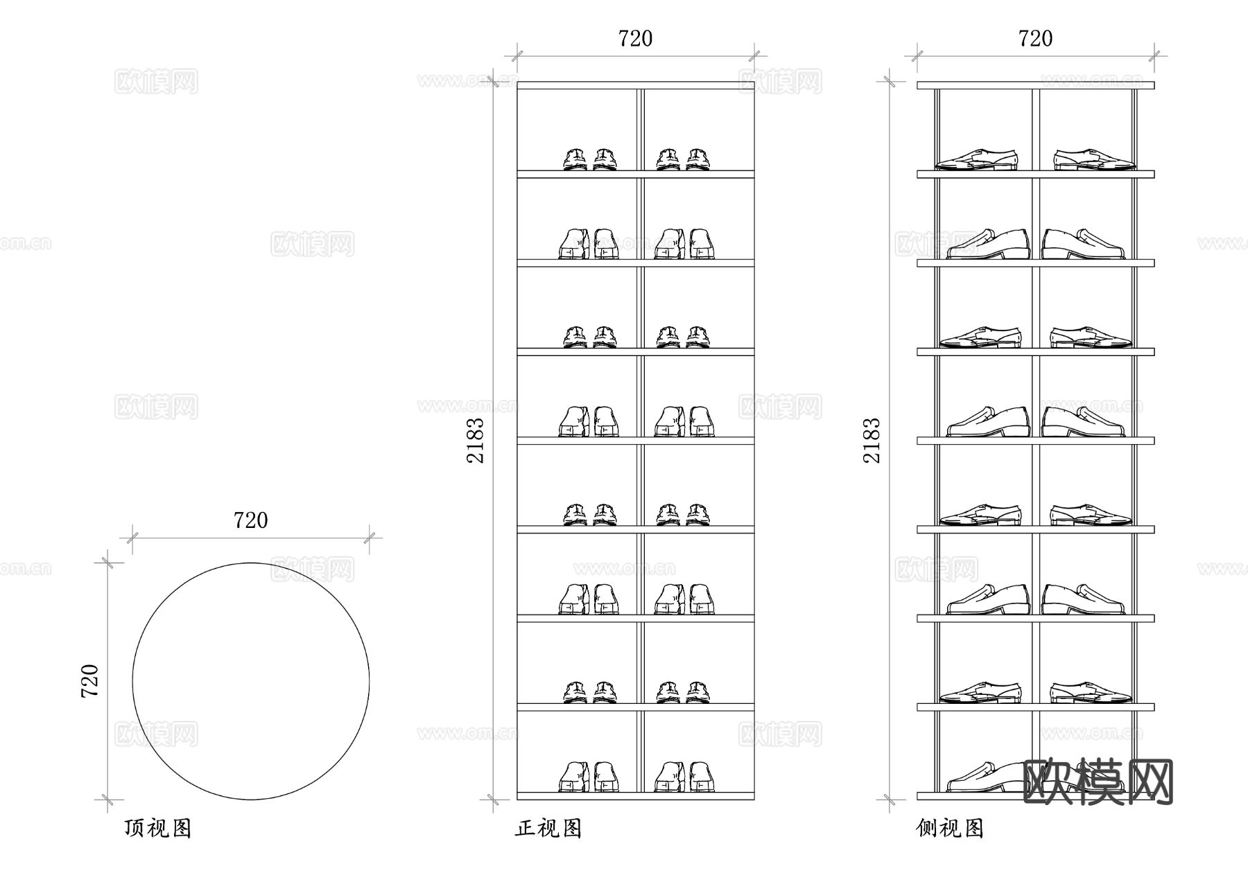 旋转式鞋柜 立体旋转鞋架 旋转鞋架柜 360度旋转鞋架cad大样图