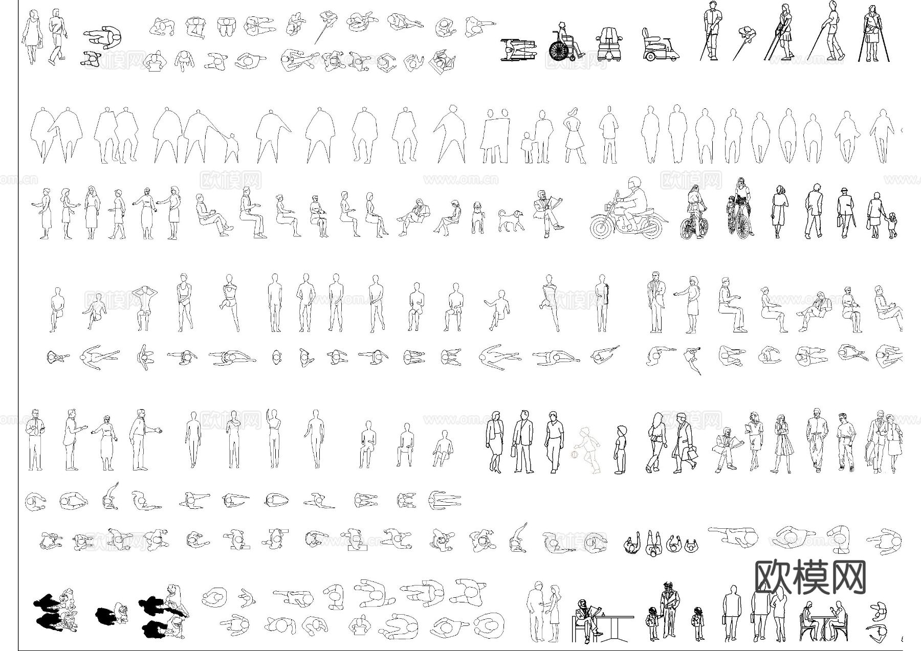 多样人物CAD图库下载（渲染图3）
