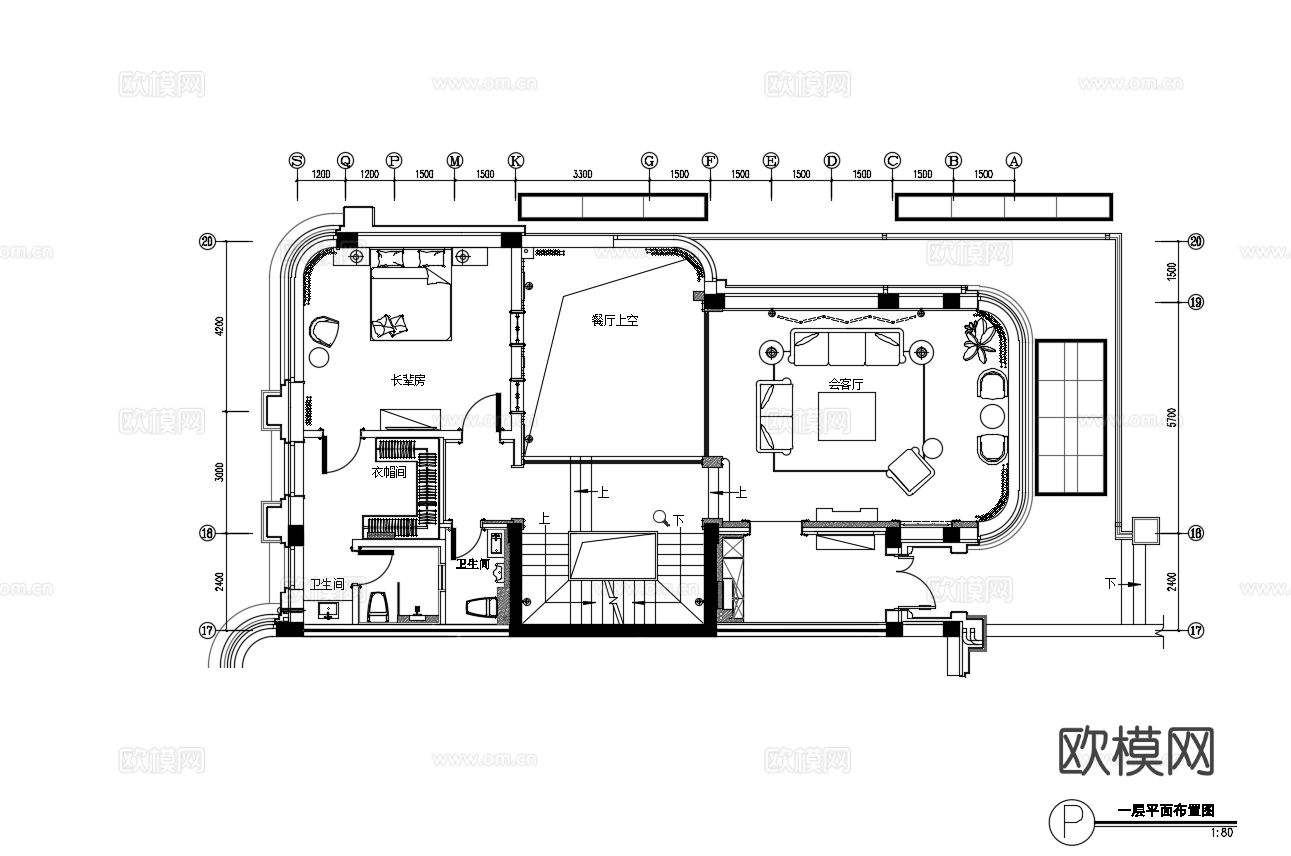 欧式独栋别墅CAD施工图