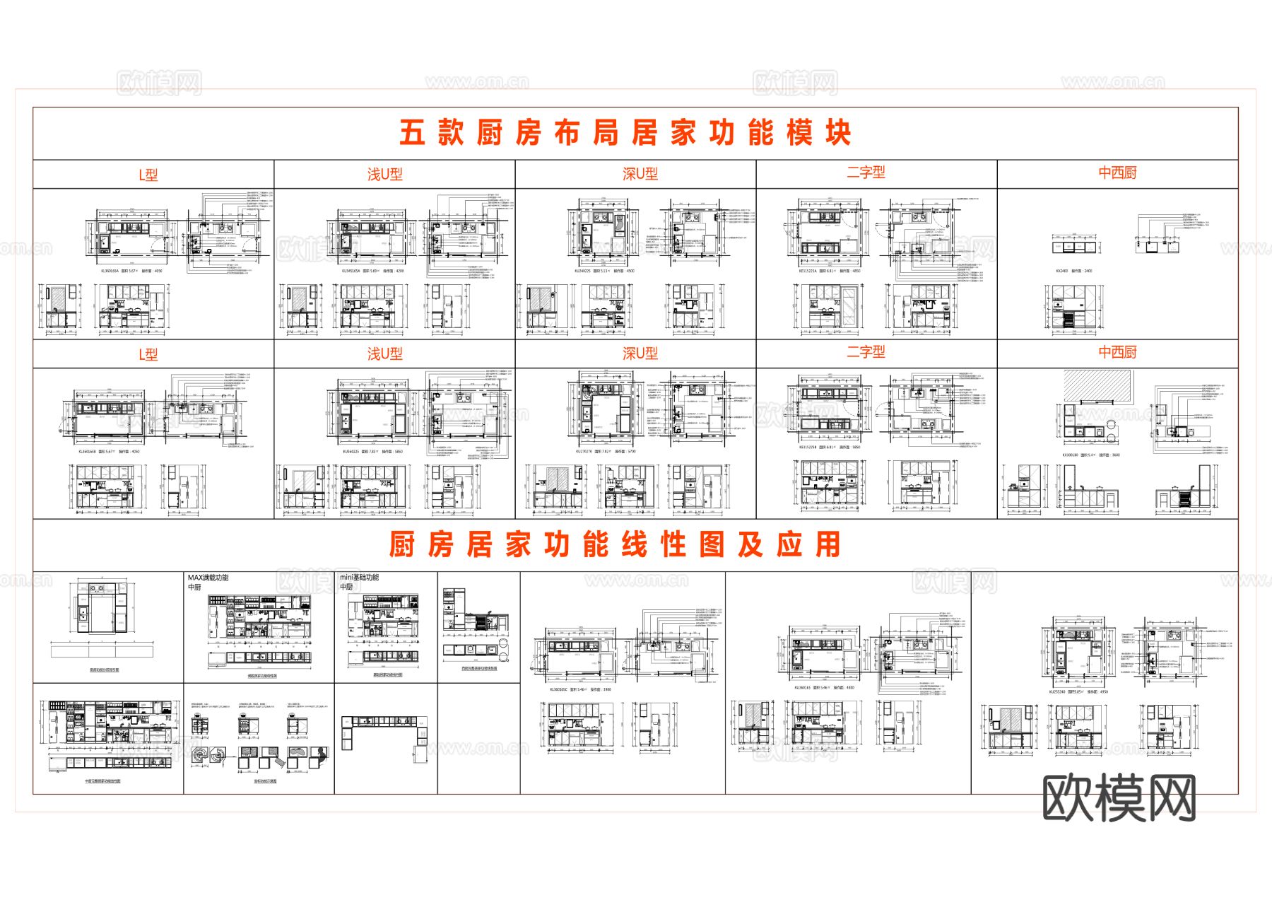 2025居家功能模块-厨房模块cad图库