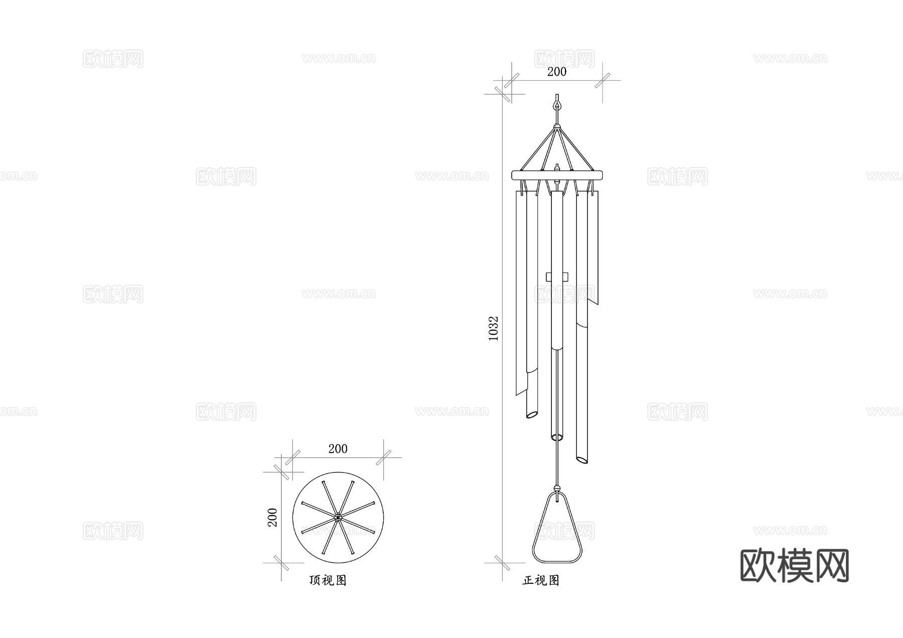 挂饰风铃 室内风铃 户外风铃CAD图块
