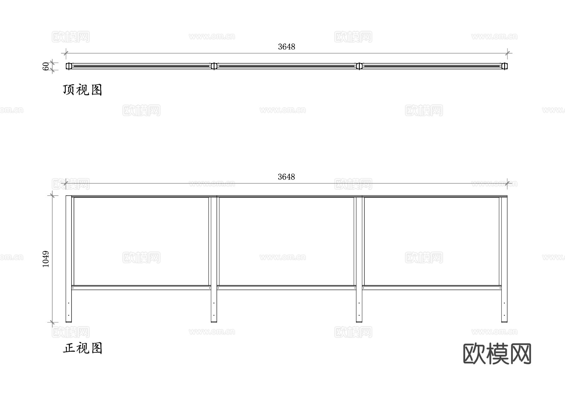 玻璃栏杆 玻璃扶手 玻璃护栏 透明栏杆CAD图块