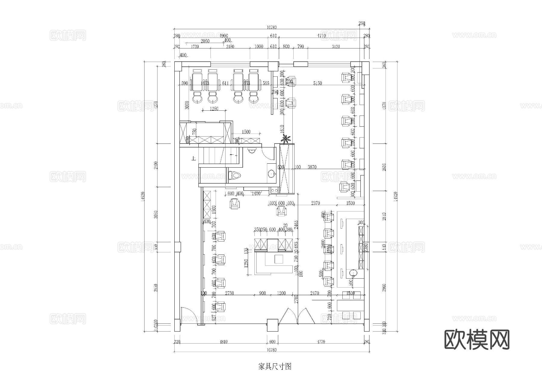 158㎡理发店CAD施工图