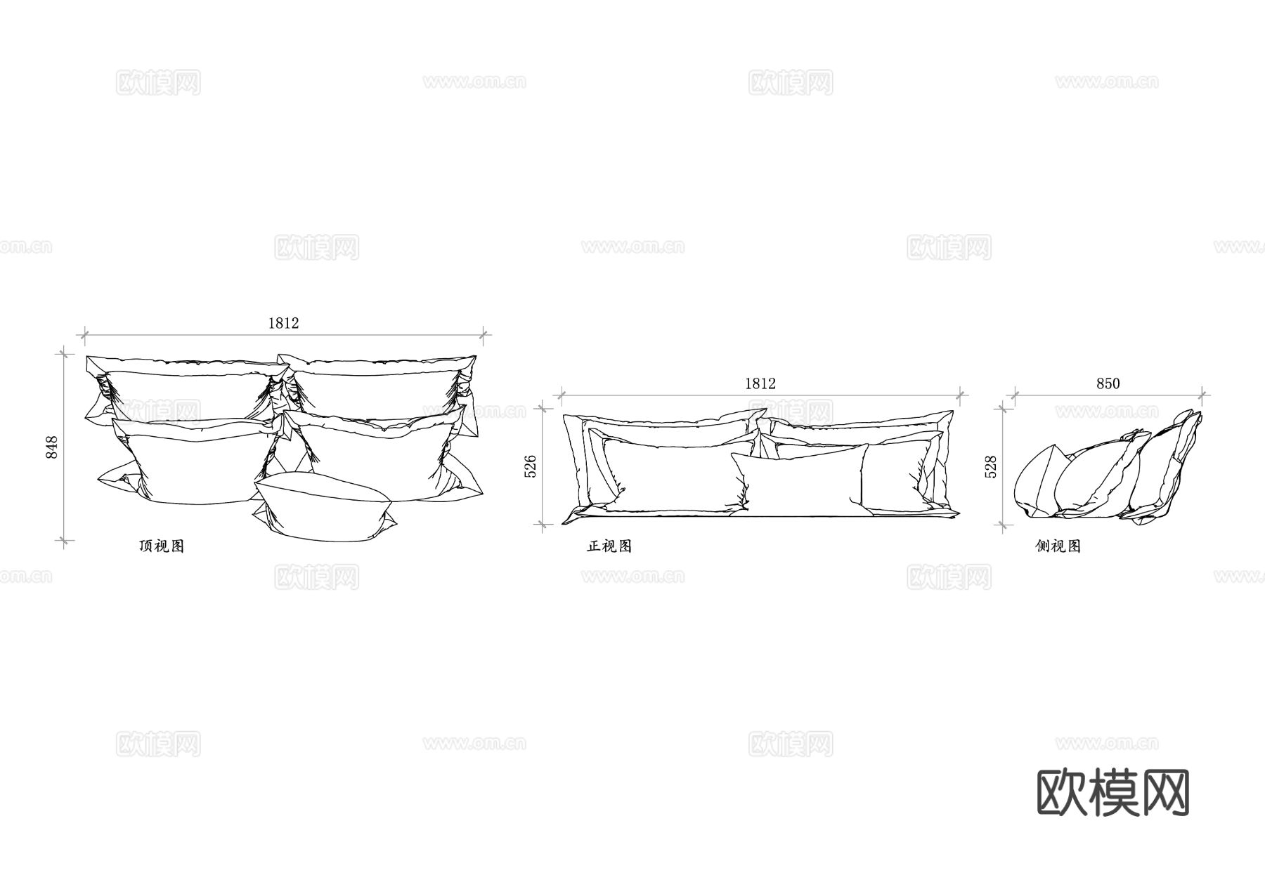 枕具 枕头芯 睡枕 颈枕 安眠枕cad大样图下载