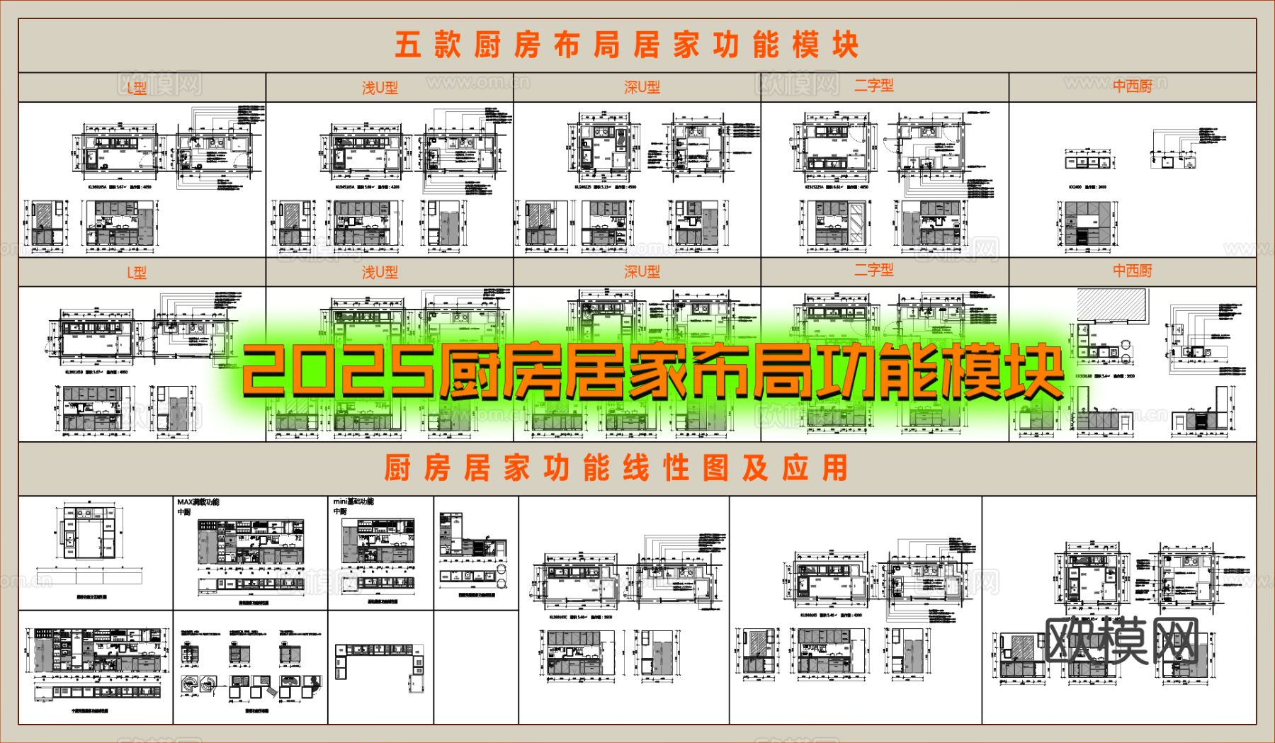 2025居家功能模块-厨房模块cad图库