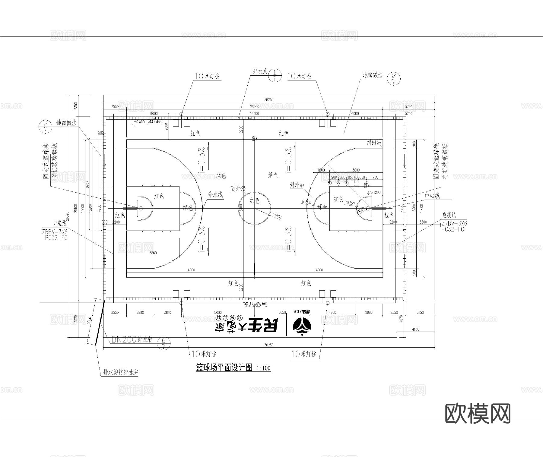 篮球场 工程方案 cad施工图