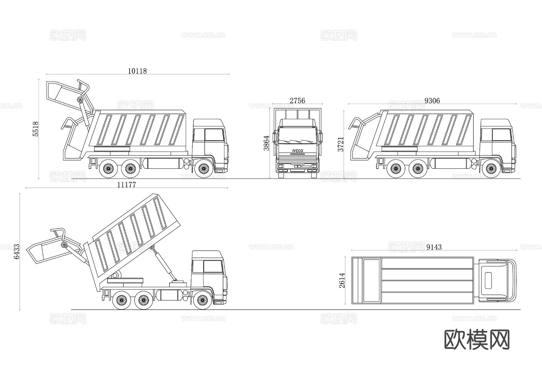 垃圾清运车 垃圾转运车cad图库下载