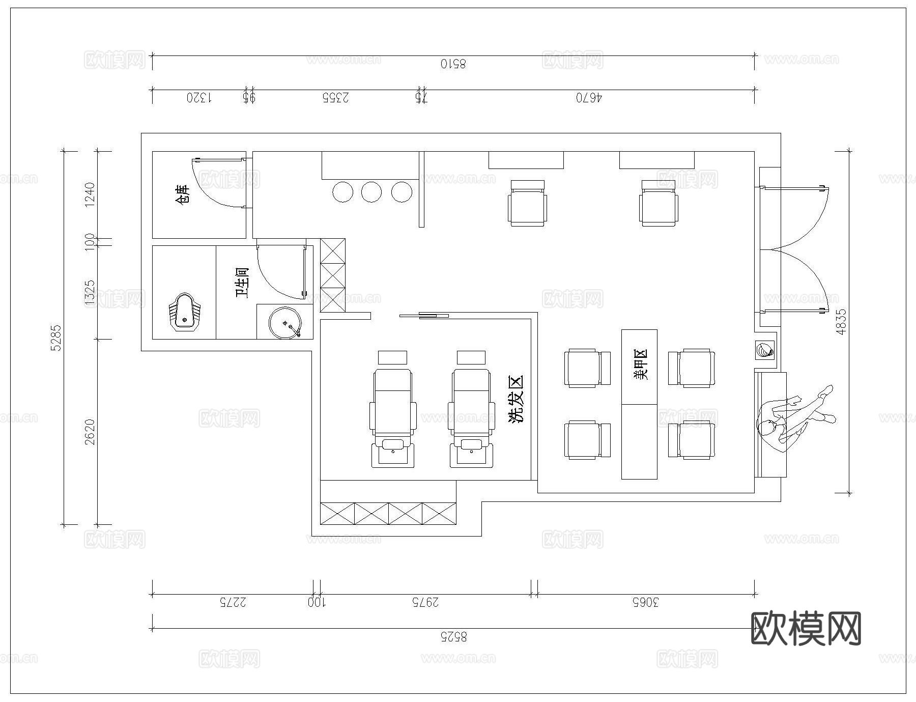 美甲店CAD施工图