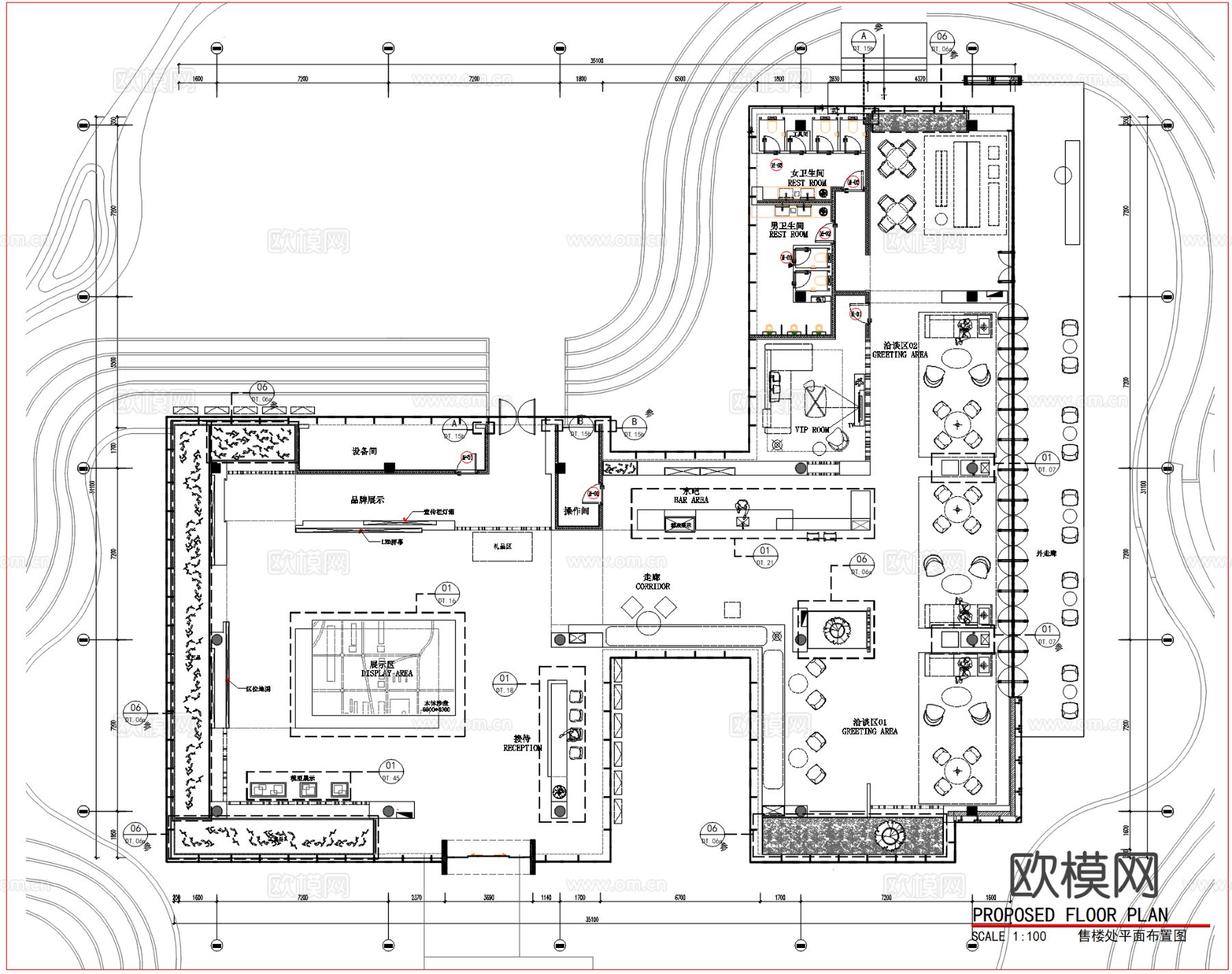 中山怡方都汇售楼部cad施工图