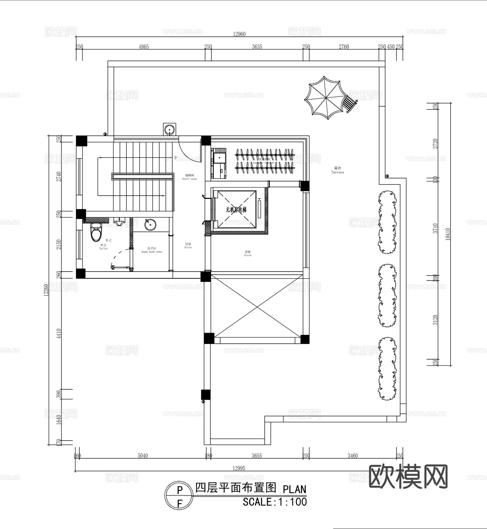 现代轻奢1~5层豪华别墅平面方案图cad施工图