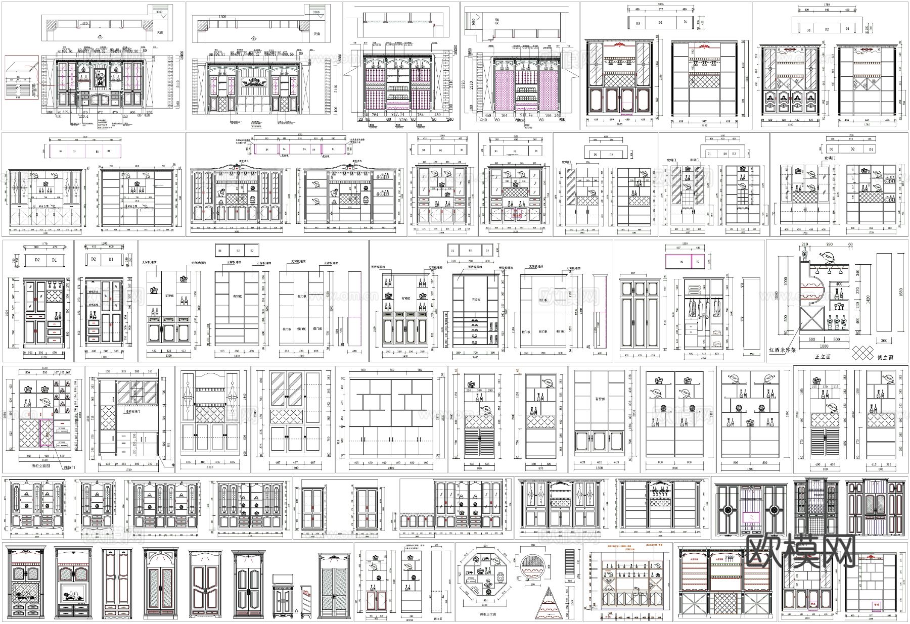 酒柜 装饰柜 酒架cad图库