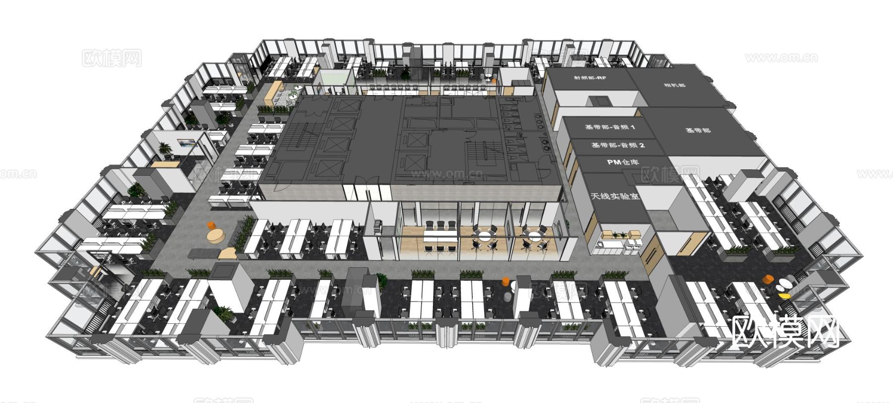 小米研发中心办公空间cad施工图下载（渲染图6）