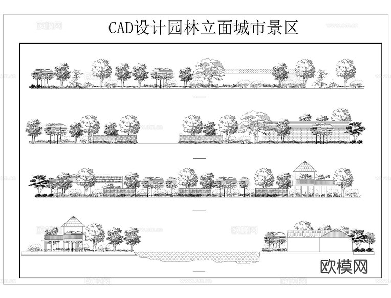 景观立面植物cad图库下载(渲染图5)