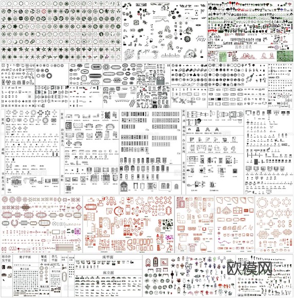 室內(nèi)設(shè)計(jì) 家裝素材cad圖庫(kù)下載(渲染圖2)