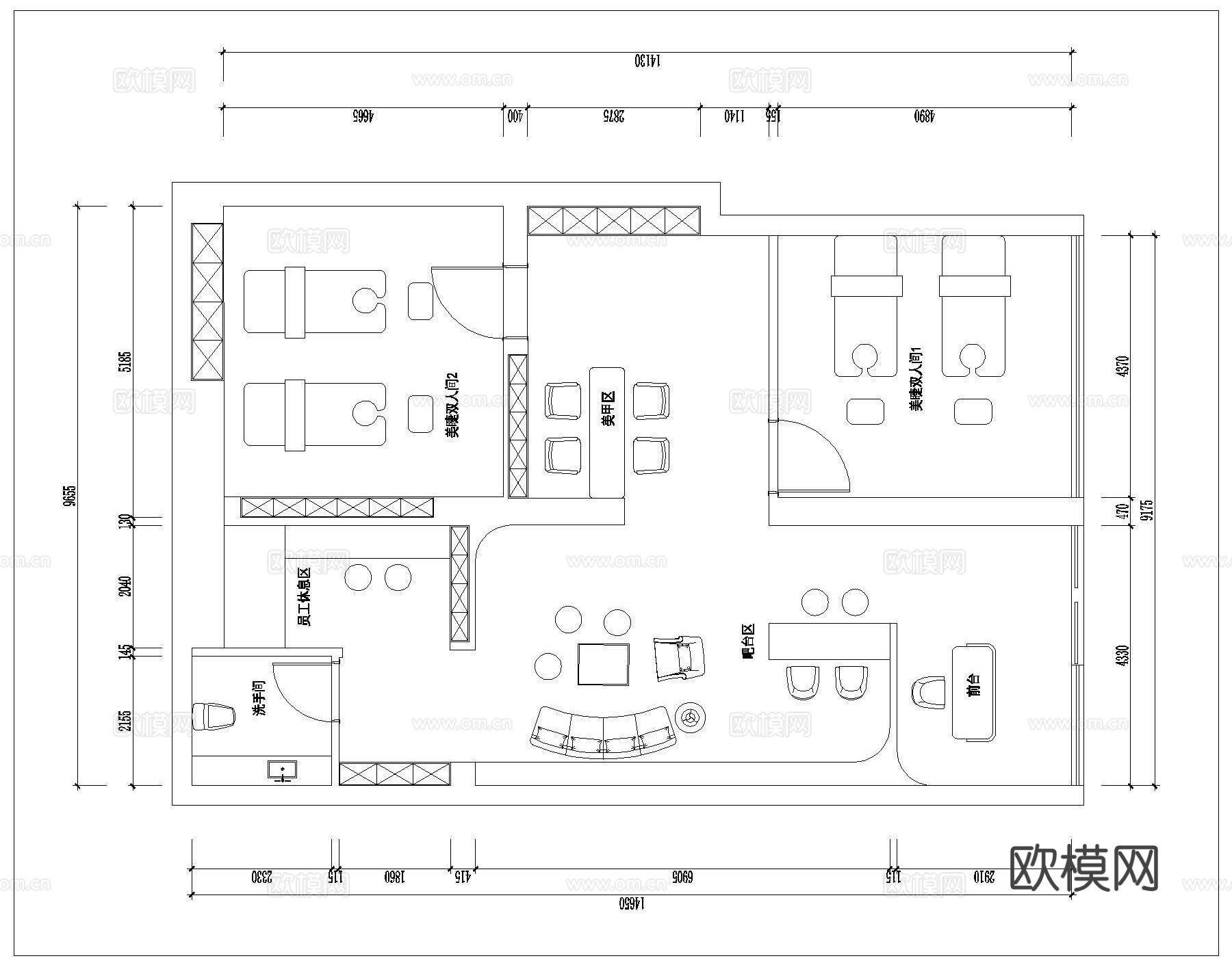 美甲店CAD施工图