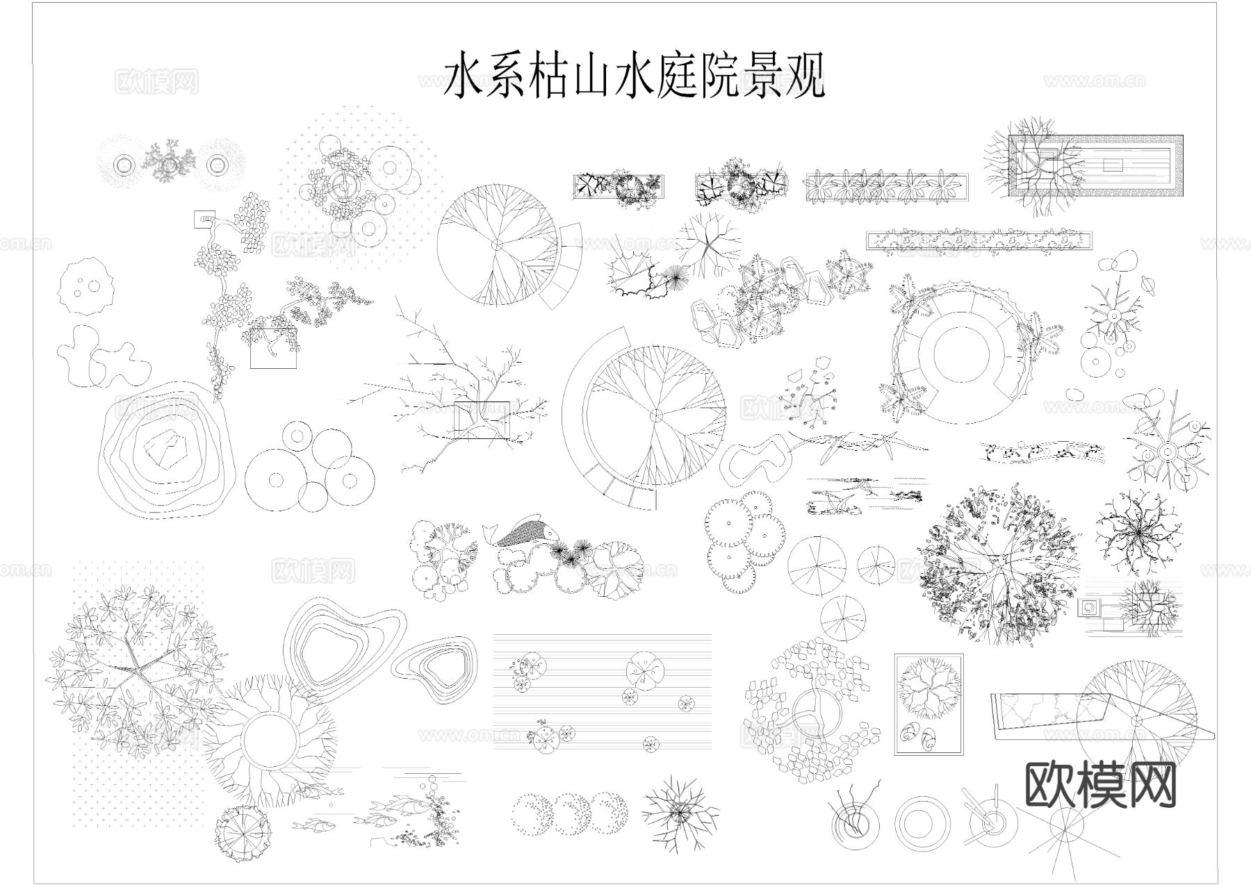 绿植景观 水系图库 园林绿植cad图库