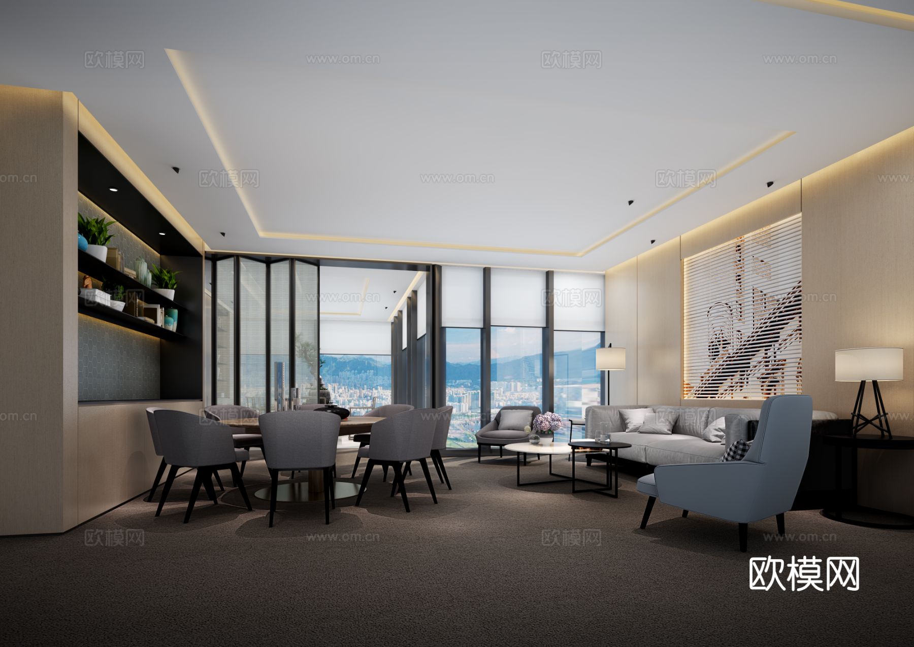 办公空间cad施工图下载（渲染图5）