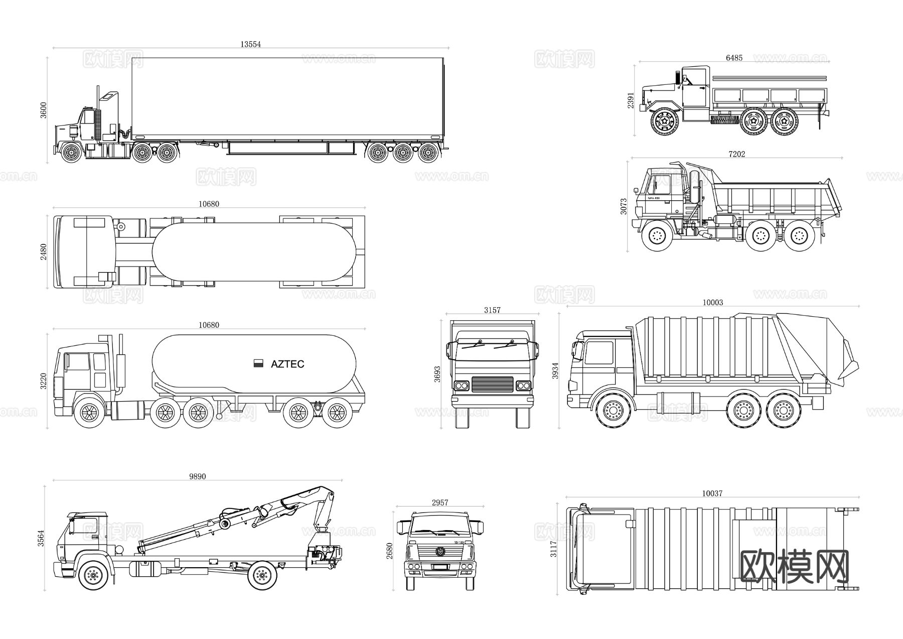 各种卡车 不同类型的卡车cad图库